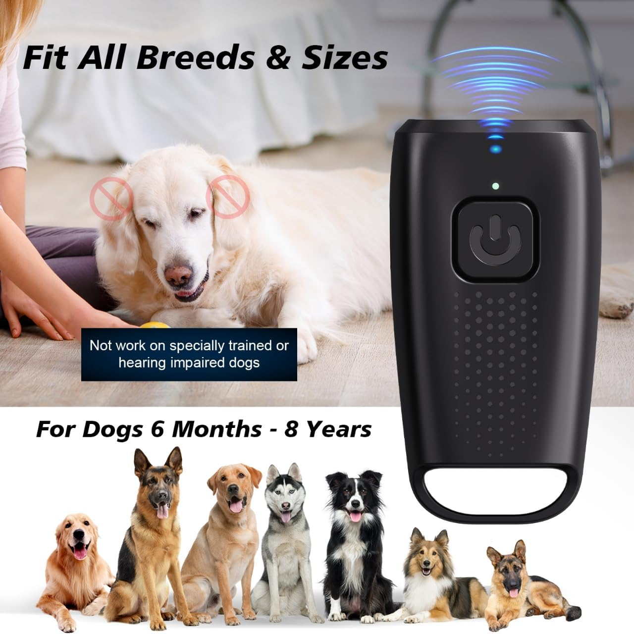 Dog Bark Deterrent Devices, Ultrasonic anti Barking Device for Dogs with Strobe LED Lights, Dog Barking Control Device Silencer Rechargeable, Bark Guard for All Breeds Indoor Outdoor Use image number 4
