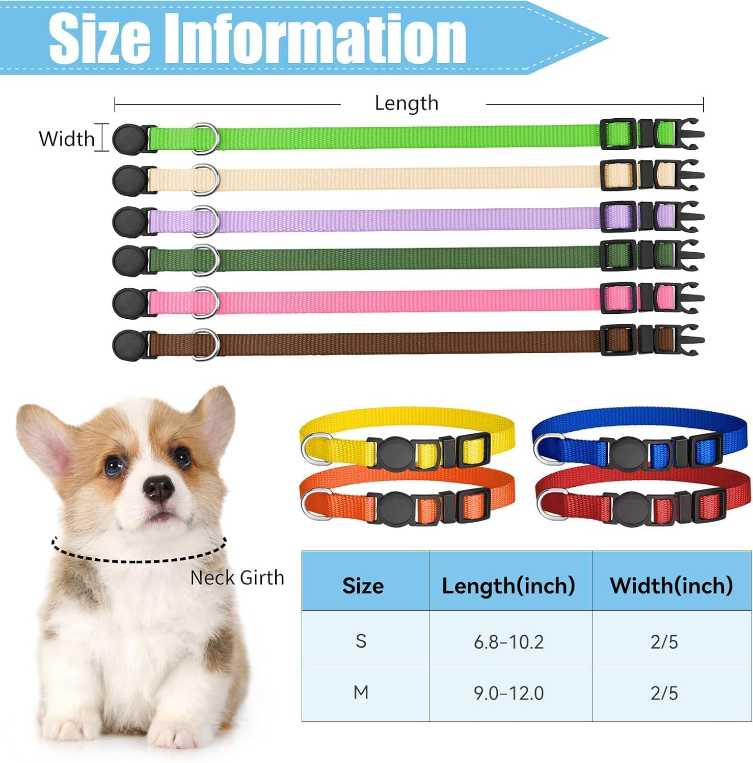 16 PCS Puppy Collars, Safety Buckle Puppy Collars for Litter Nylon Adjustable Collars for Puppies, Breakaway Puppy ID Collars Whelping Collars Pet Supplies,Stuff,Accessories (Multi) image number 5