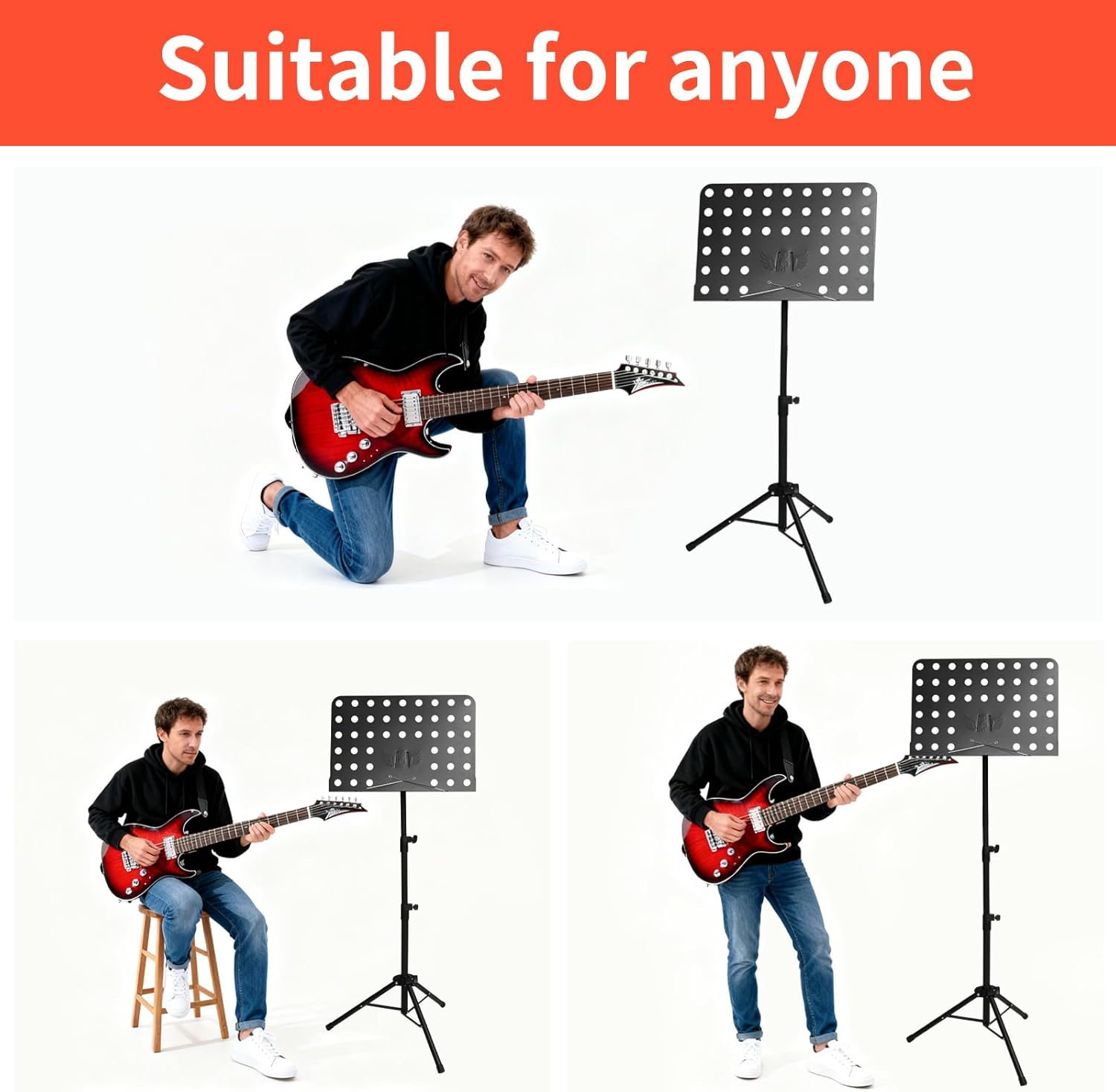 Yazoni Music Stand, Foldable Portable Sheet Music Stand with Carrying Bag, Adjustable Music Sheet Stand for Orchestra, Violin, Piano - Professional Musical Equipment Stand with Tripod Base image number 5