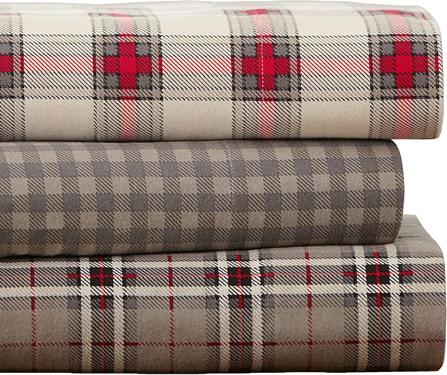 Pointehaven 180 GSM Luxury 100% Soft Cotton Printed Flannel Sheet Set, California King, Derby - Warm & Cozy - Pre-Shrunk -Deep Pockets - Elastic All Around-Comfy Double Brushed - image number 1