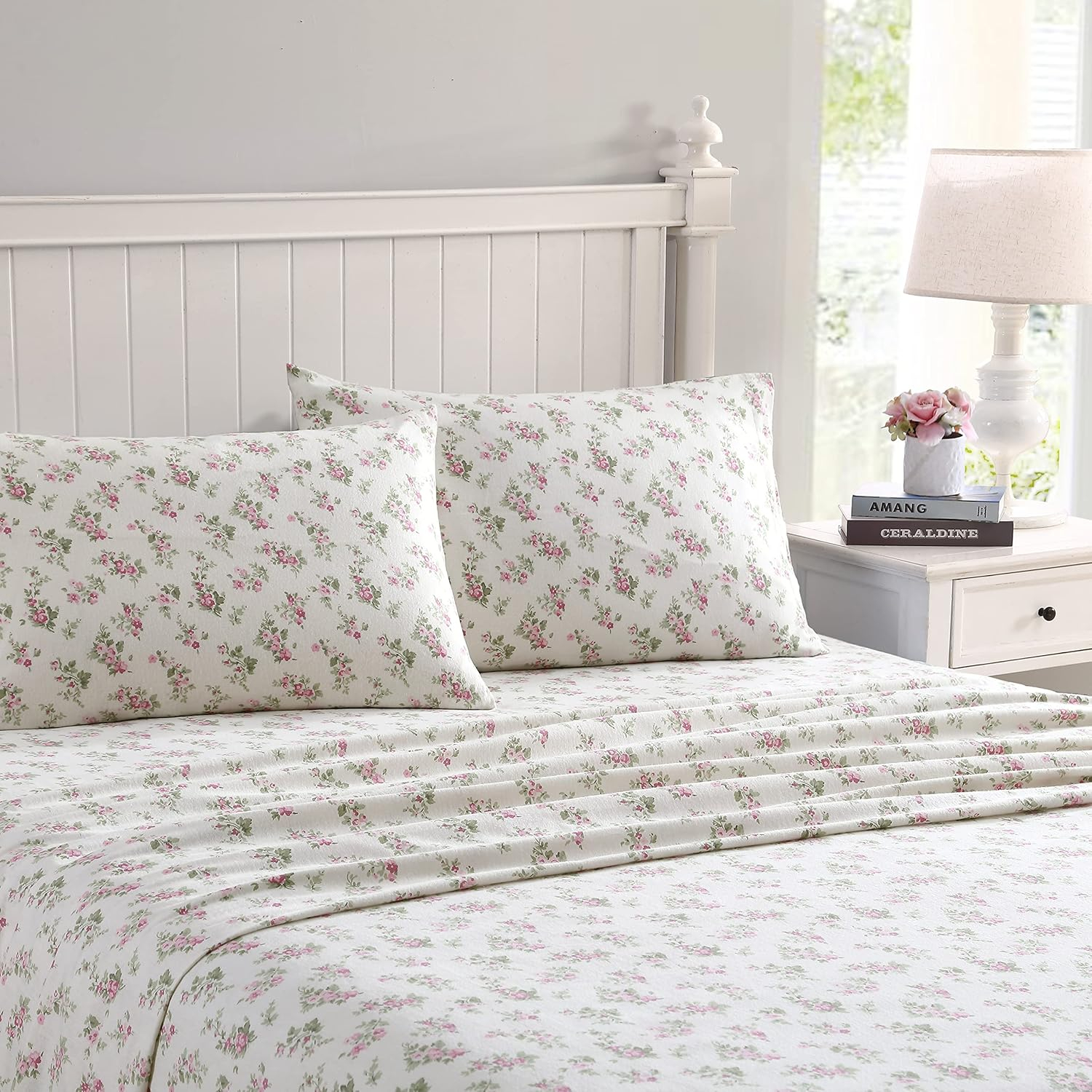 Laura Ashley Home - King Sheets, Cotton Flannel Bedding Set, Brushed for Extra Softness & Comfort (Vanessa, King)
