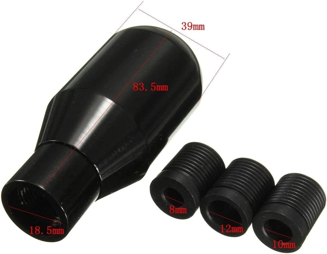 Shifter Adapter Universal 5 Speed Manual Metal Chrome Gear Shift Knob Lever Stick Pen Handle Head Car Styling Accessories Racing Style (Black)