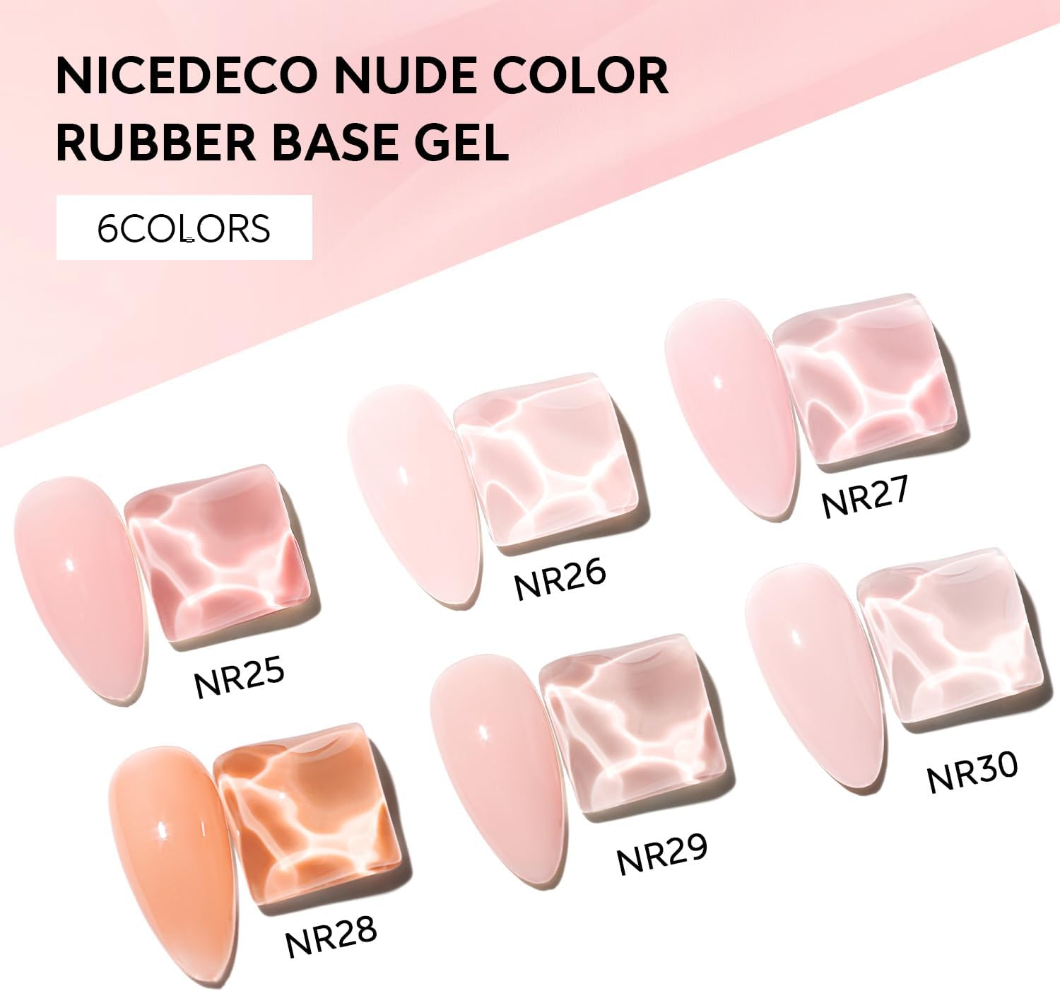Nicedeco Rubber Base Gel Polish for Nails 6 Pcs Rubber Gel Nail Strengthener Nude Pink Nail Gel Polish Set 37 Cruelty-Free & Vegan - Set6-33 image number 7