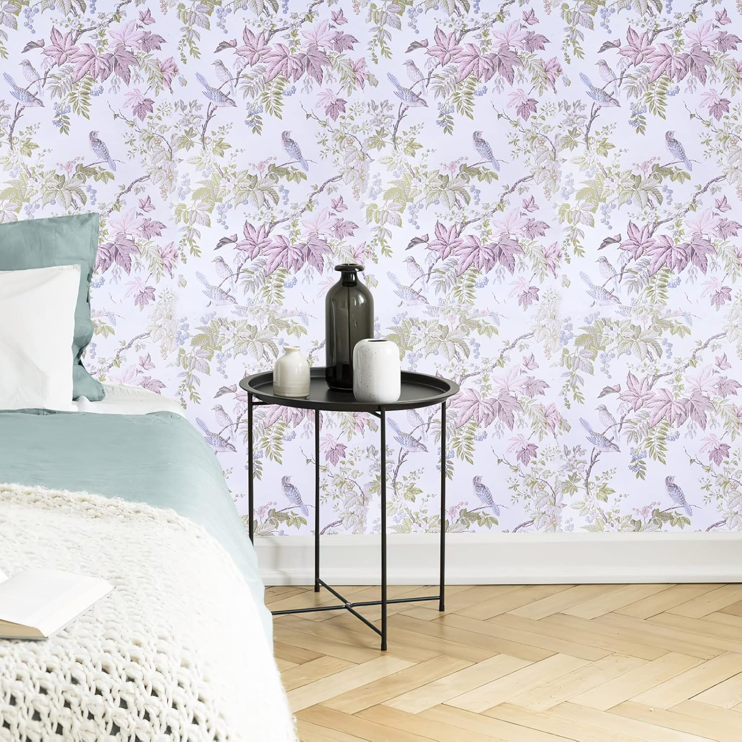 Arthome Peel and Stick Wallpaper Self Adhesive Birds Floral Contact Paper 43.5X305Cm Wall Paper Removable Decorative Vinyl for Room and Furniture Decoration. image number 1