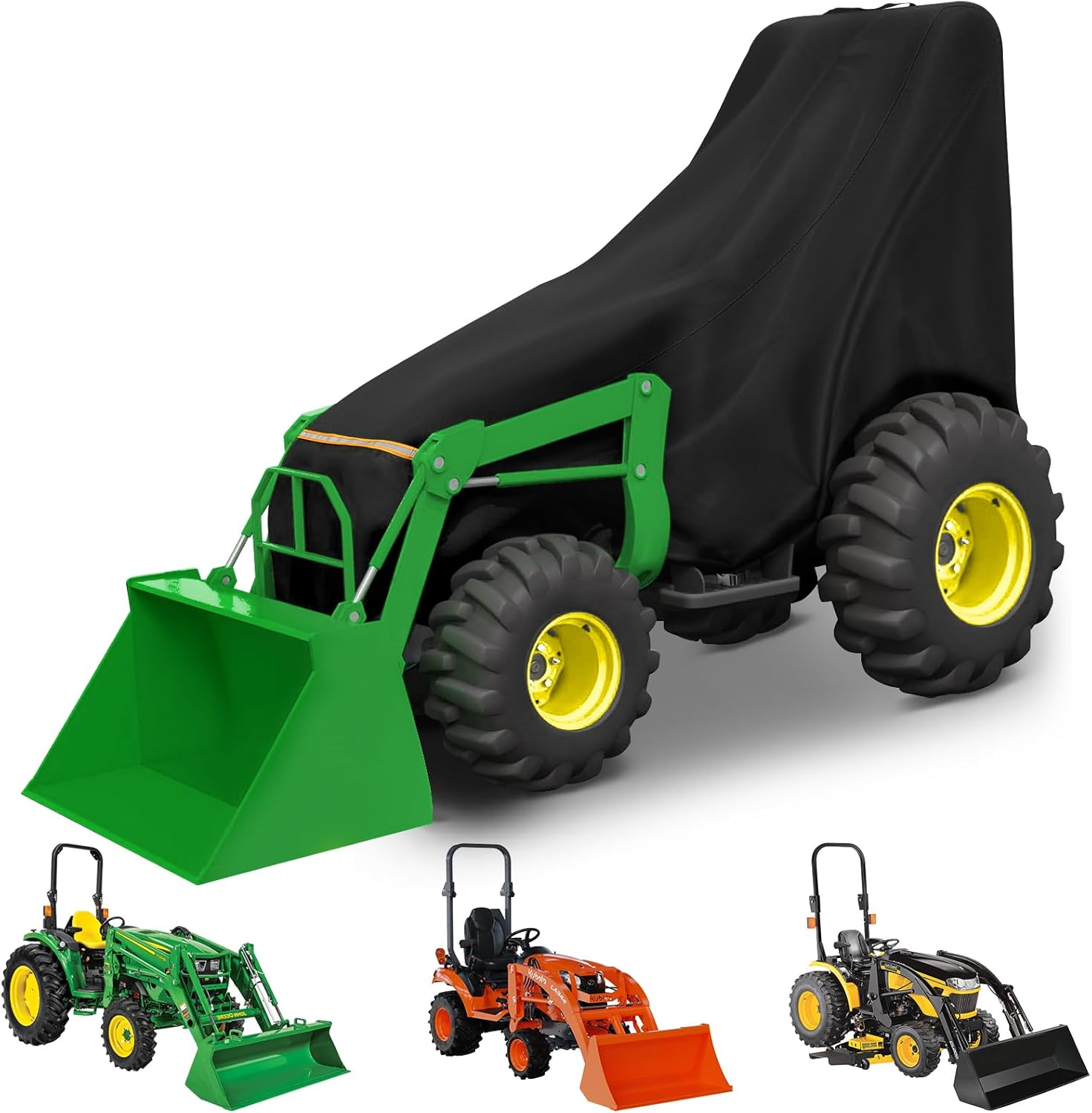 Tractor Cover, Heavy Duty 600D PU Waterproof & UV Resistant Lawn Tractor Cover - 107"L X 31"W X 35"H Half Coverage, Universal Fit for John Deere, Toro, Craftsman, Kubota - Elastic Hem, Buckle Straps
