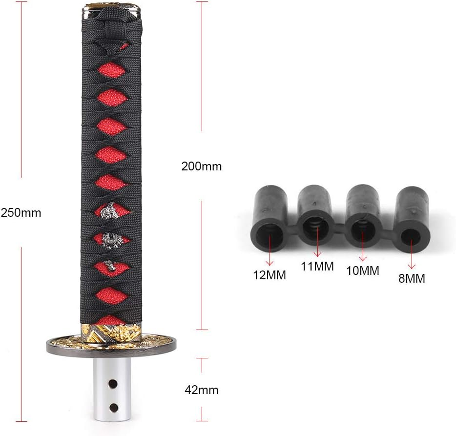 Dyno Racing Universal JDM Katana Samurai Sword Shift Knob Shifter 200MM with Dust Cover Shift Knob Collars with Adapters image number 2