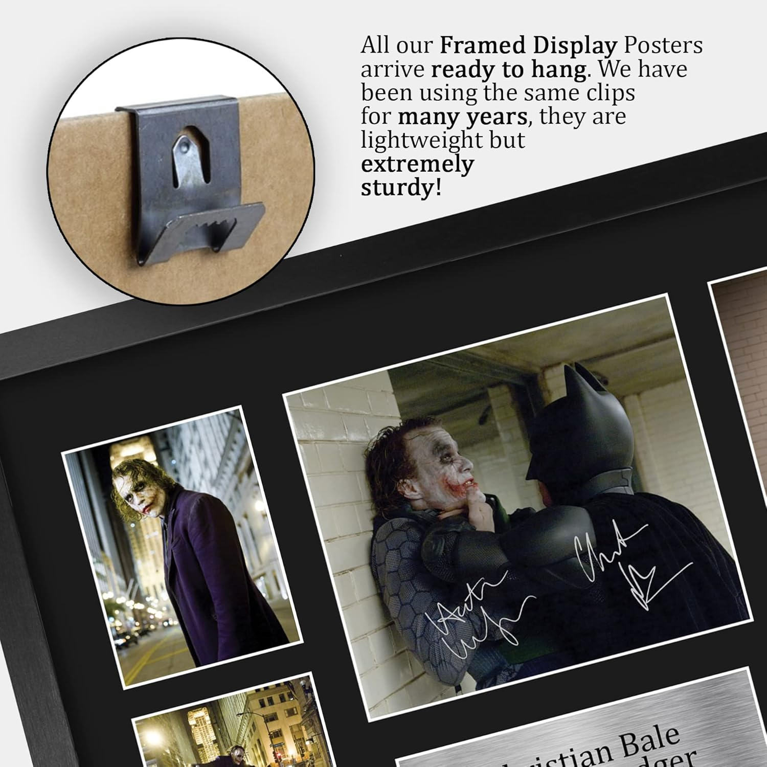 HWC Trading FR A3 Christian Bale & Heath Ledger the Dark Knight Batman & Joker Gifts Printed Signed Autograph Picture for Movie Memorabilia Fans - A3 Framed image number 4