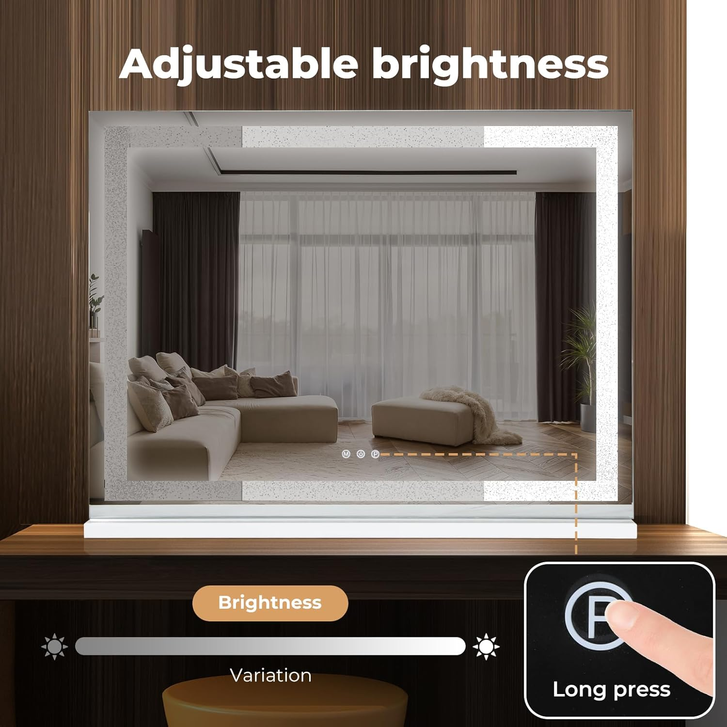 Yezi Vanity Mirrors Magnifying 5X with LED Lights,Hollywood Makeup Mirror 80X60Cm with 3 Color Lighting Modes,Smart Touch Control, Wall Mounted & Desk Tabletop,White image number 2