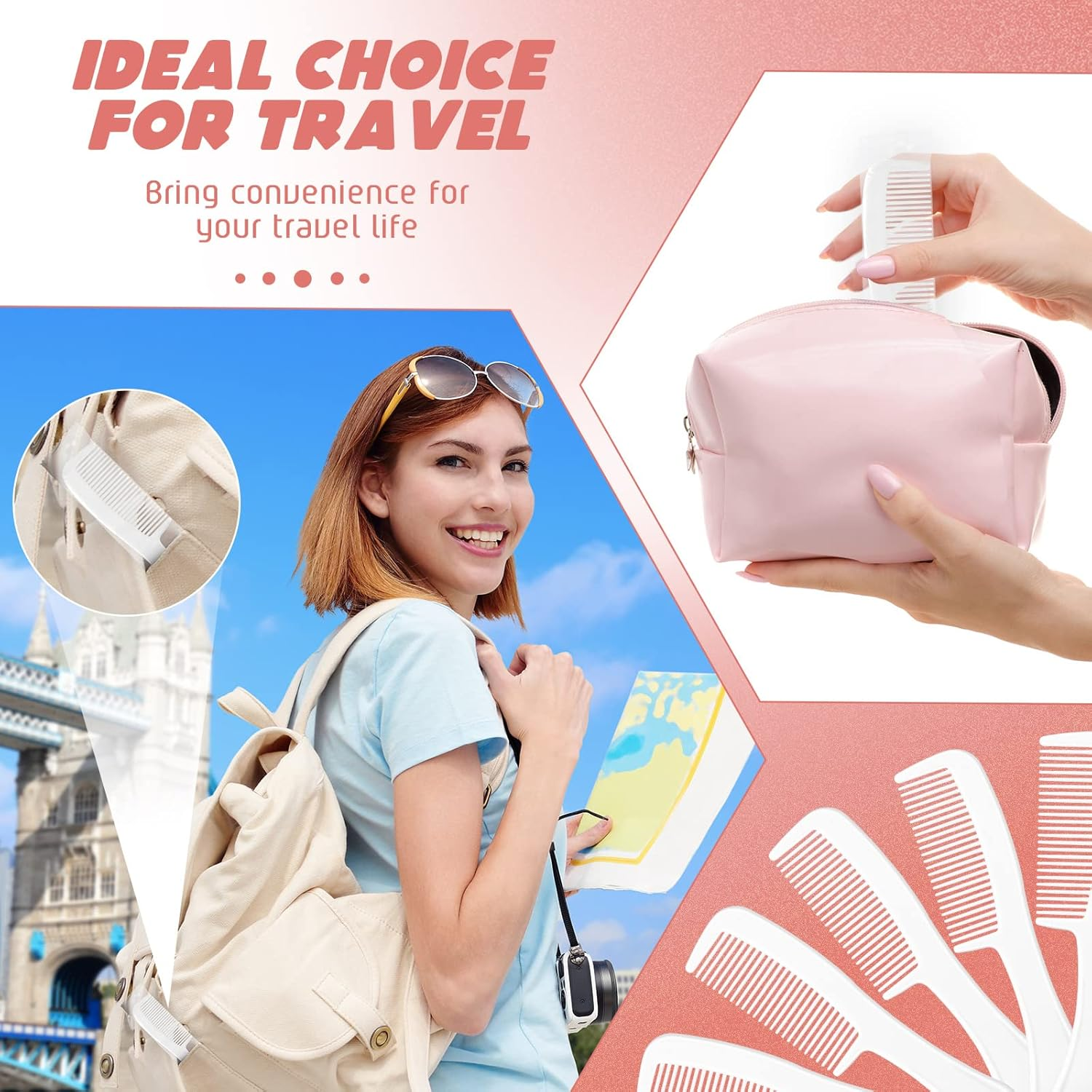 100 Pack Individually Wrapped Combs Disposable Combs Plastic Travel Comb Hair Combs for Hotel Shelter Homeless Charity Church Nursing Home Care Supplies, 5.9 Inch Long, White image number 2