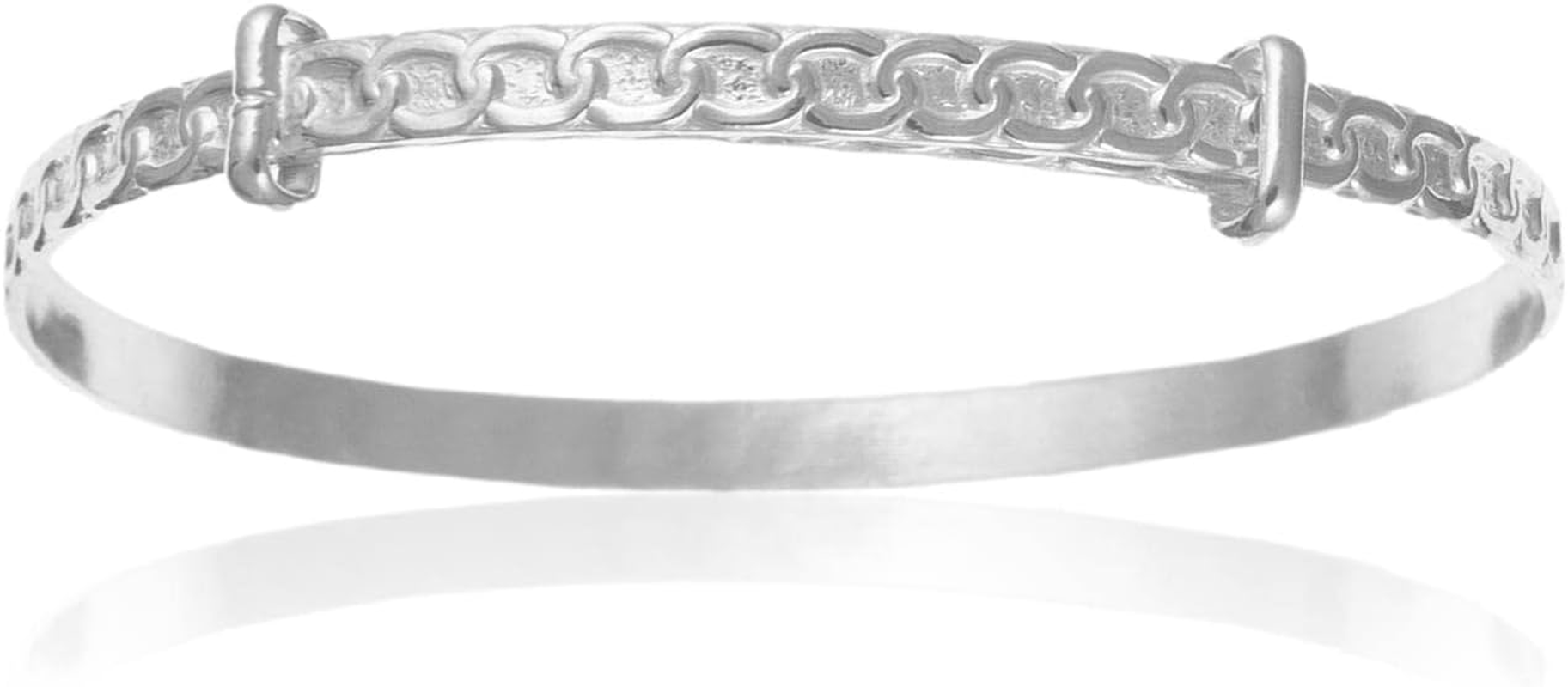 Designer Inspirations Boutique Engraved/Embossed Repeat Pattern Expanding/Expandable/Adjustable Bangle Bracelet for Baby/Child/Children/Women - 925 Sterling Silver - Childrens Jewellery