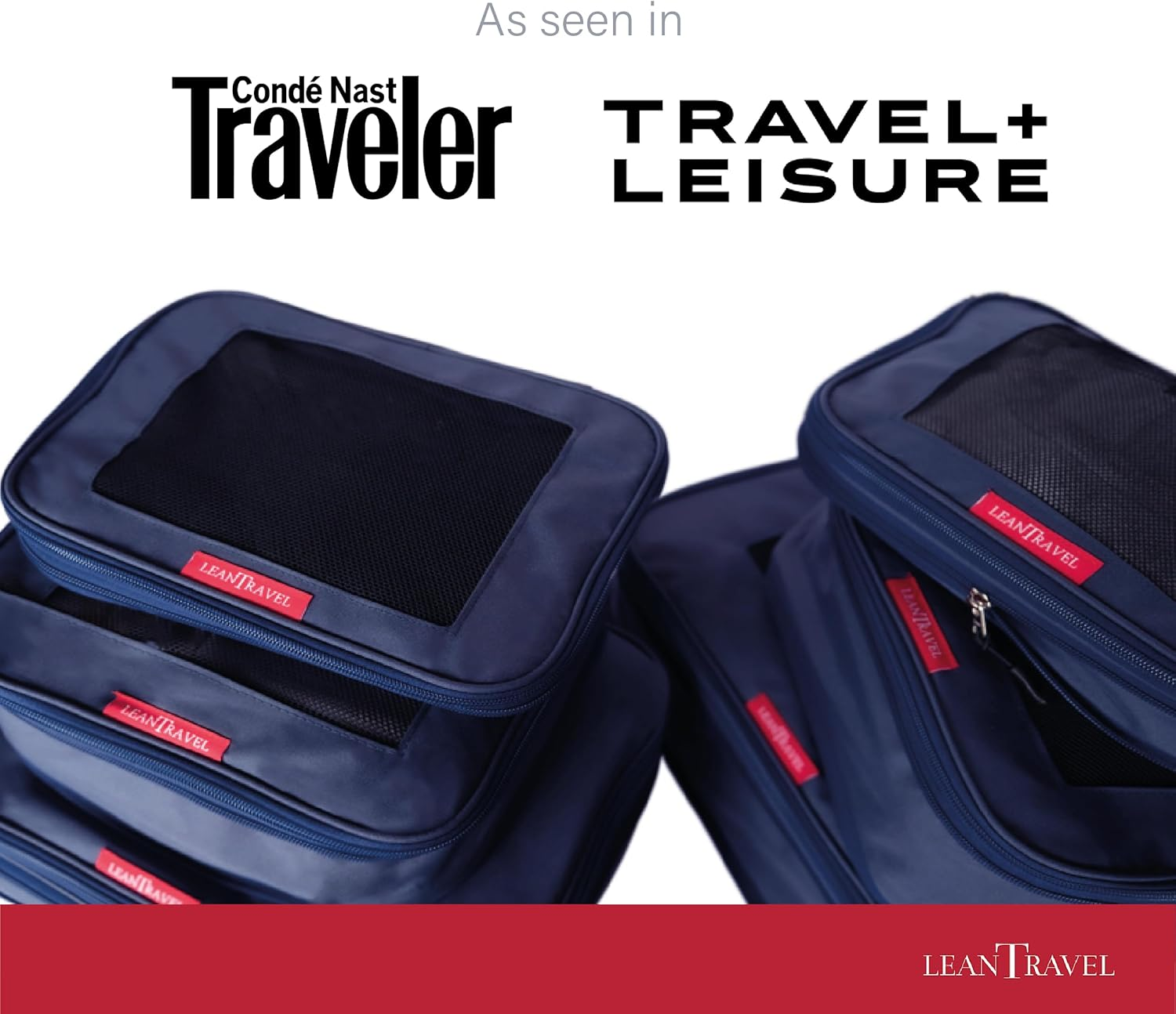 Leantravel Compression Packing Cubes for Travel Organizers with Double Zipper (6-Pack (2L+2M+2S), Navy) image number 4