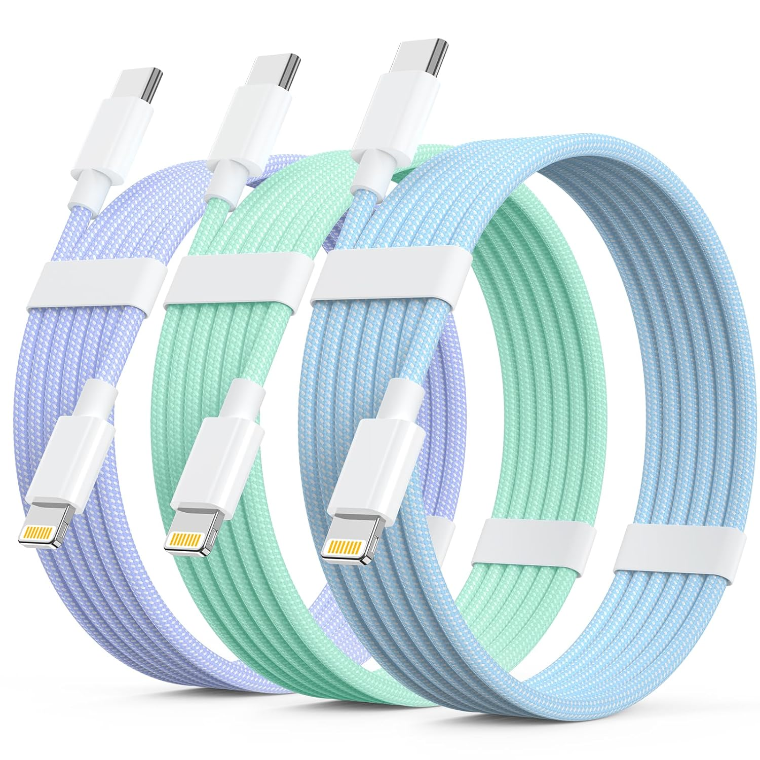 USB C to Lightning Cable 3 Pack 2M, Apple Mfi Certified Fast Charging Iphone Charger Cable Type-C to Lightning Cord for Iphone 14 13 12 11 Pro Max XR XS 8 and More (3) image number 1