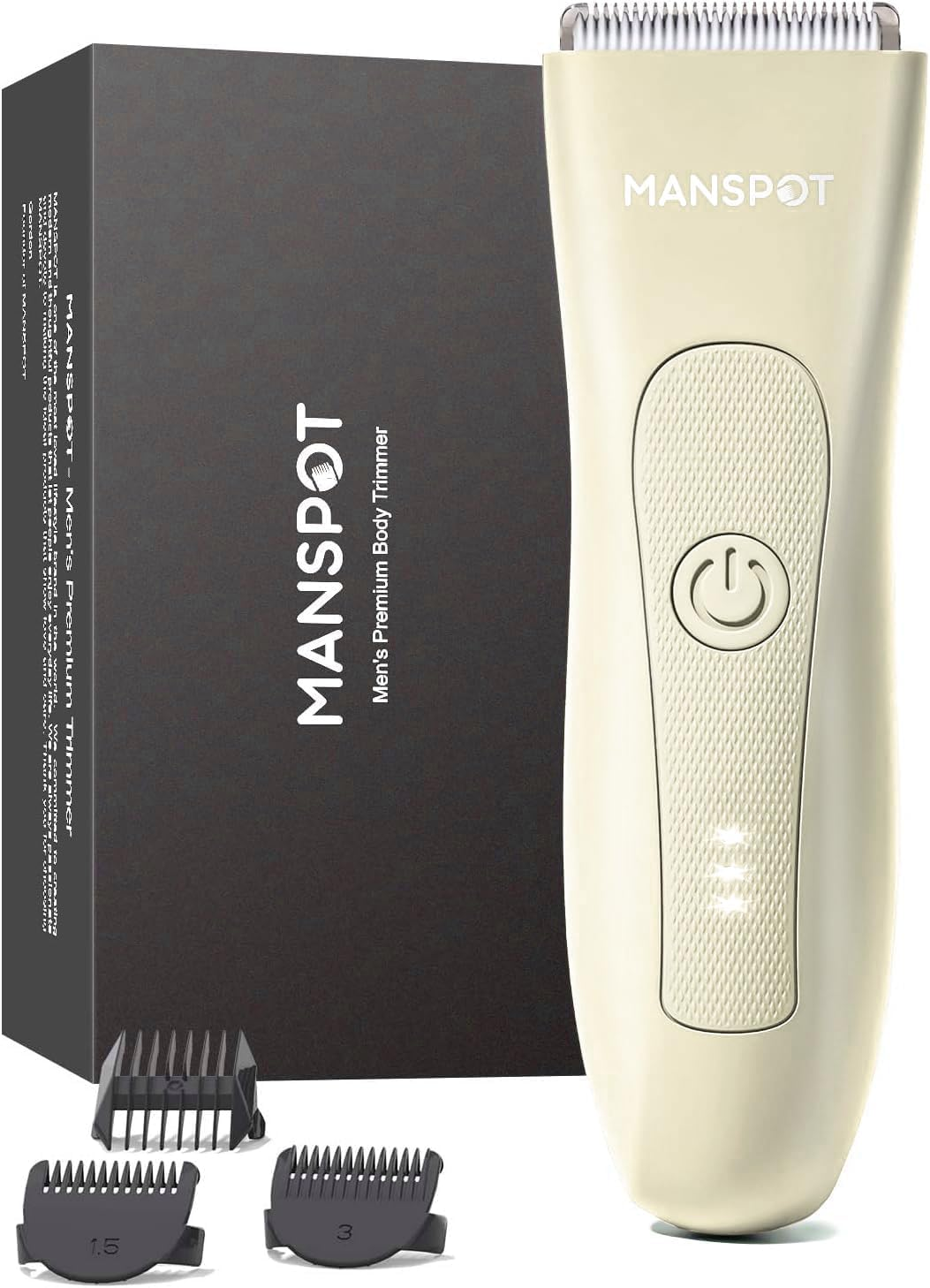 MANSPOT Manscape Body Hair Trimmer for Men, Dual-Sided Waterproof Wet/Dry Pubic Hair Trimmer, Foil Shaver, Integrated Ceramic Blade Head, 90 Minutes Shaving