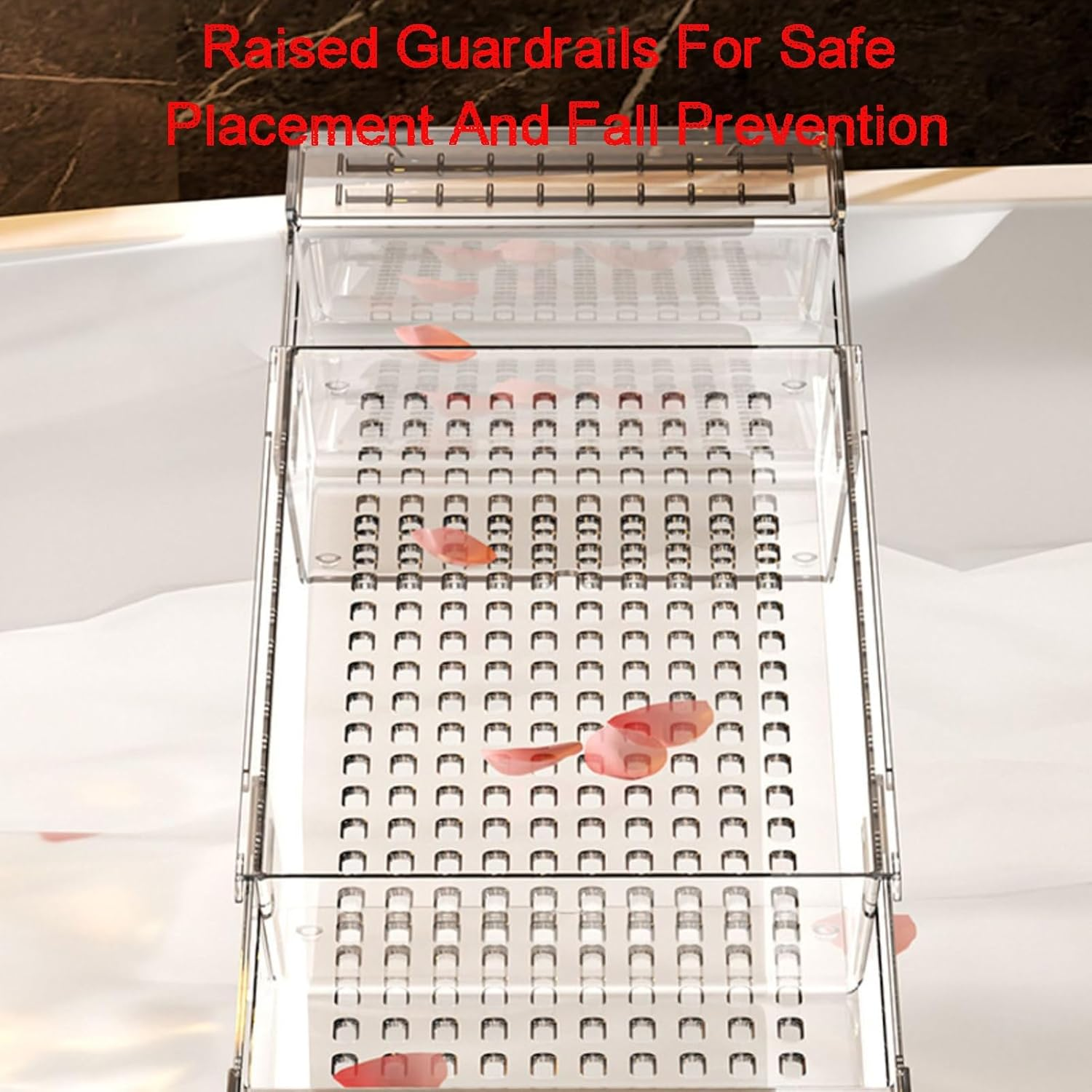 Expandable Drain Bath Caddy Tray for Tub,Simple Bathtub Table Trays Storage Rack,Storage for Towels, Books, Wine Glasses,Phone and Shower(Color2) - Color1 image number 6