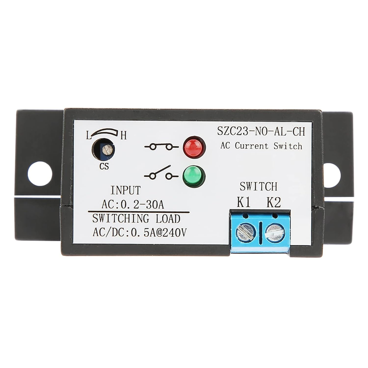 Current Sensing Switch, AC Current Isolation Monitoring, Adjustable AC Sensing Switch, 0.2 to 30A SZC23 NO AL CH for Currents Measurement and Monitoring image number 1