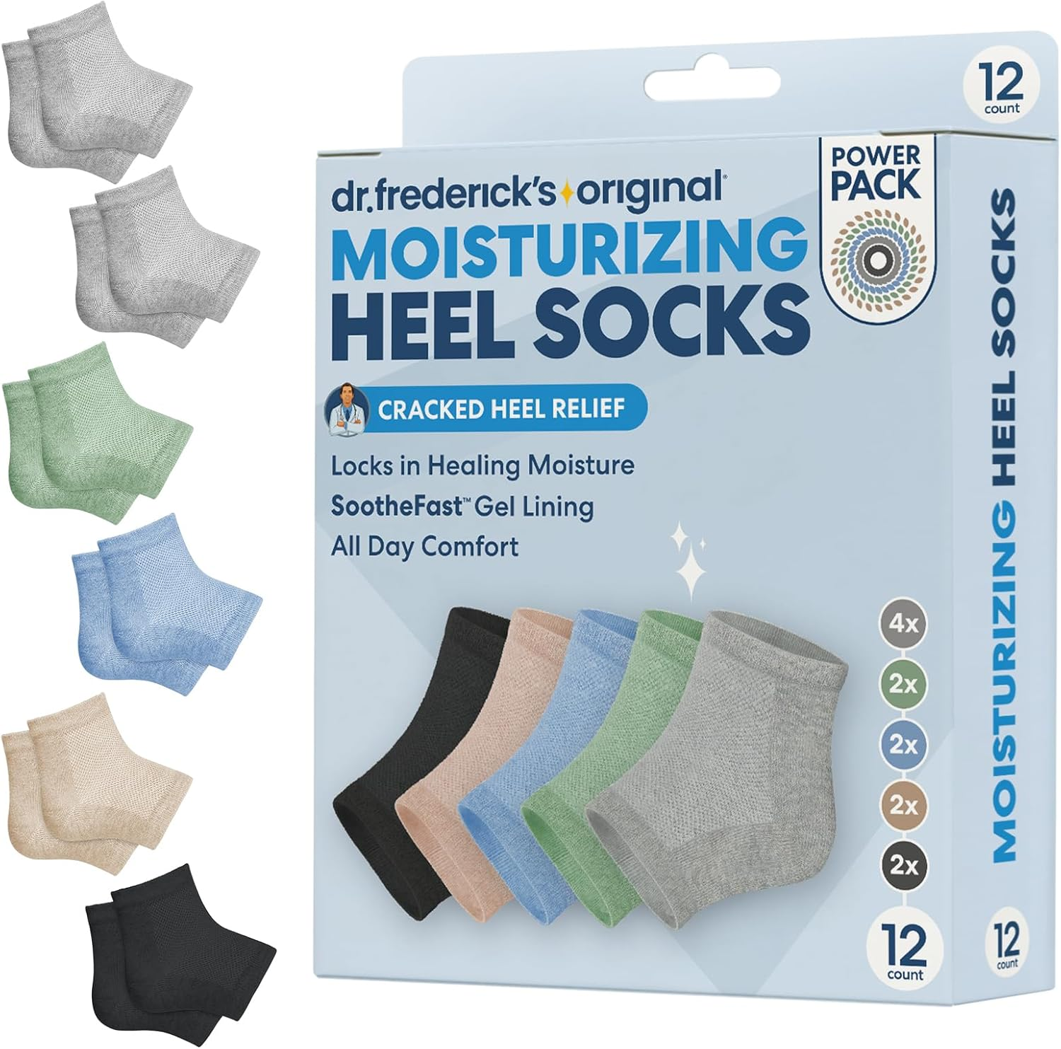 Dr. Frederick'S Original Moisturizing Heel Socks for Cracked Heel Treatment - 3 Pairs - Stop Cracked Heels in Their Tracks - Summer Print