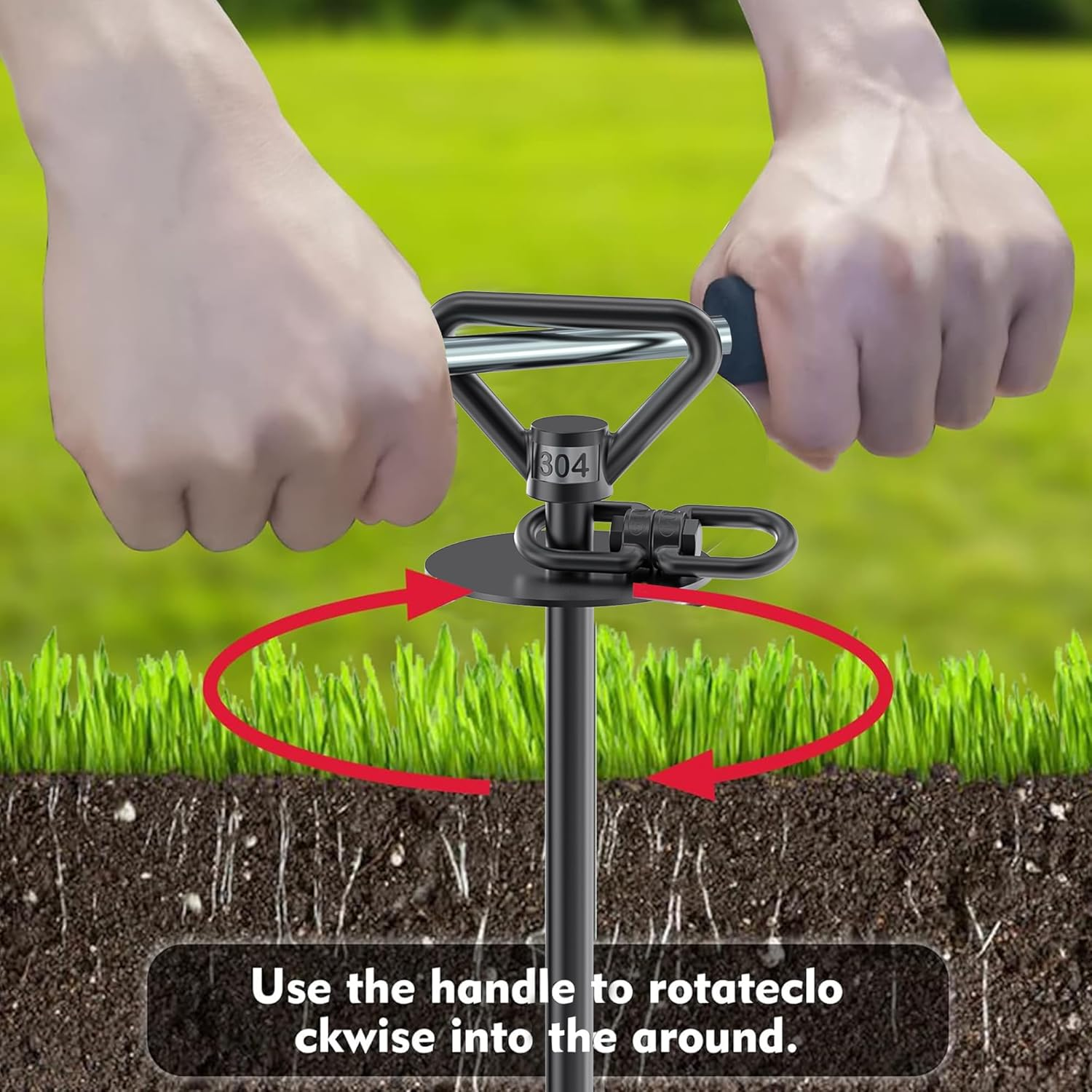 TOMBABY Heavy Duty Dog Stake - Tie Out Anchor for Dogs up to 200 Lbs, 360&deg; Swivel for Beach, Camping, Yard | Use with Any Tie Out Cable image number 3