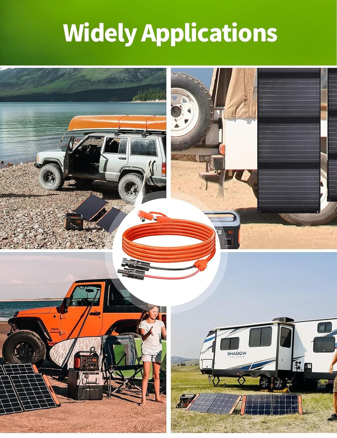 2M Solar Connector to DC 8Mm Adapter Cable, 12AWG+14AWG Solar Cable with DC8020/7909 Compatible with Jackery Explorer 160 240 500 1000, GZ Yeti Portable Power Station, Solar Generator, Solar Panel image number 6