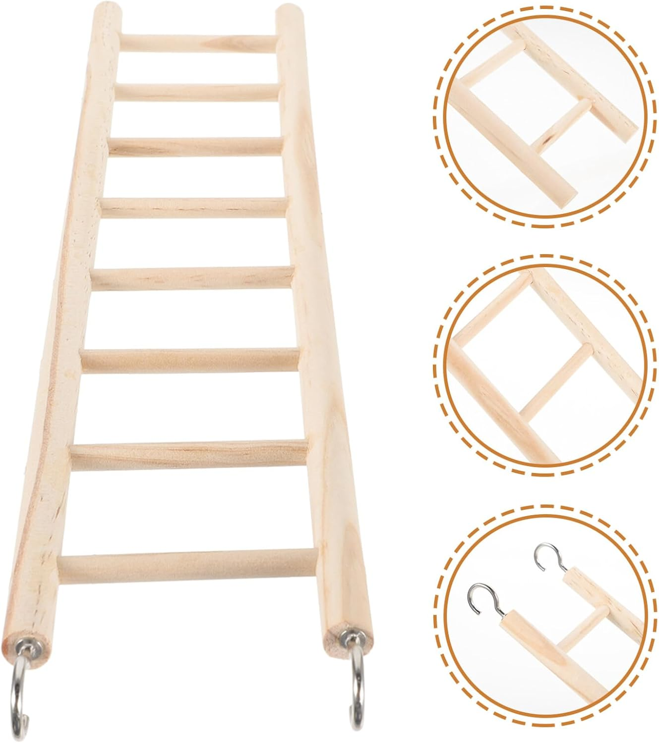 Kisangel Wooden Bird Ladder Bird Ladder Cage Parrot Climbing Ladder Toy for Pet Birds Toy