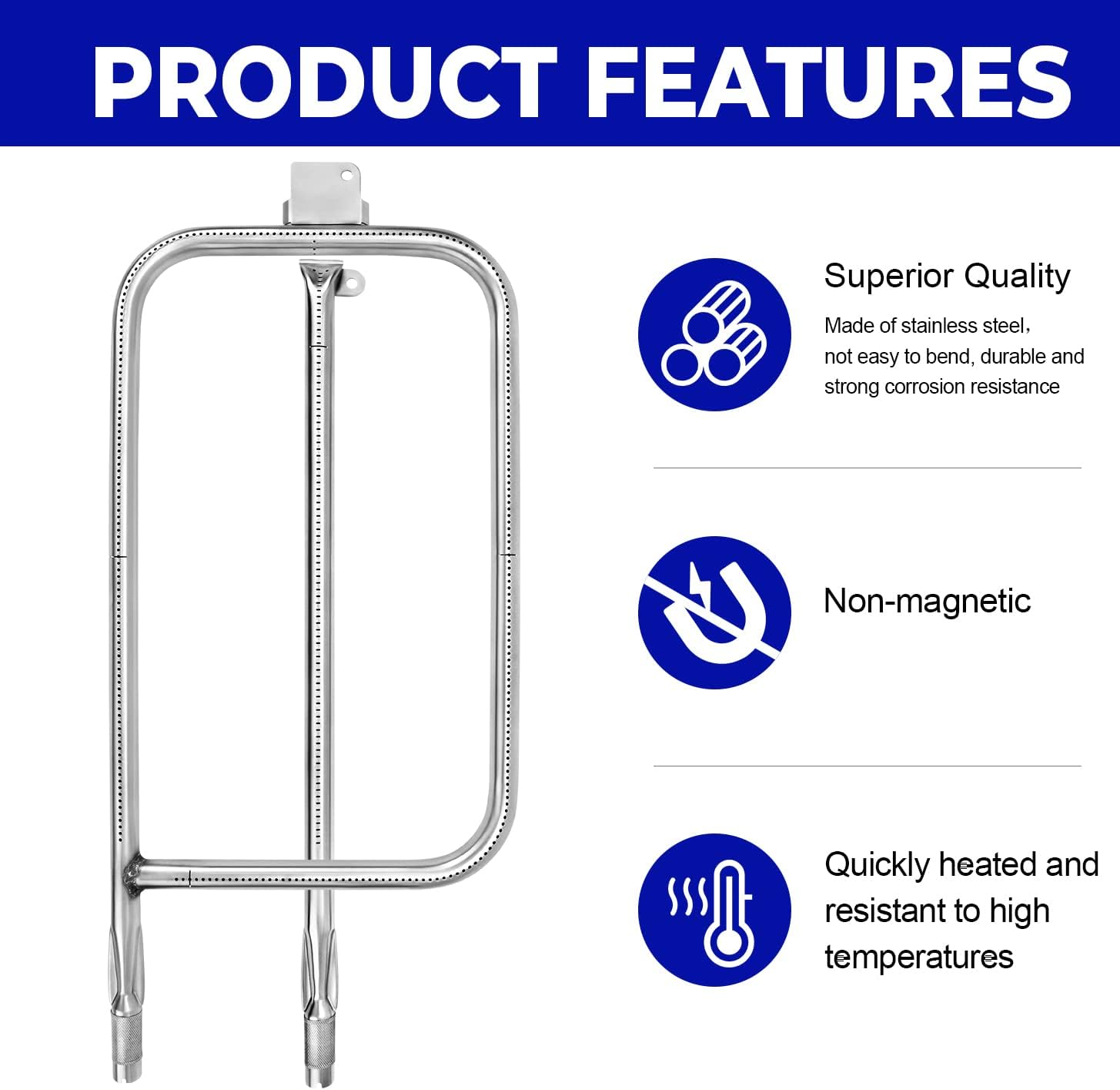 GGC Grill Burner Tube for Weber 65032 Q300 Q320 Q3000 Q3200 Series Grills, Stainless Steel 60036 Grill Burner Tube Set Replacement for Weber 404341 57060001 586002 image number 1