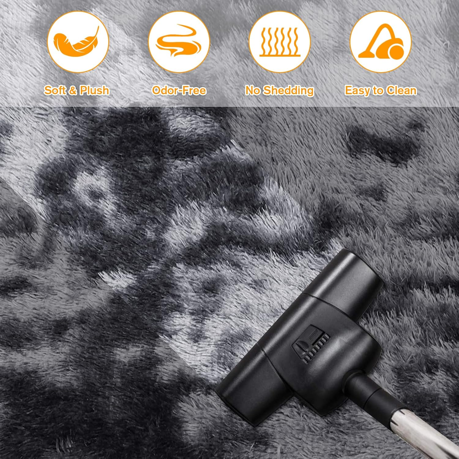 ADVWIN Fluffy Rug, Soft Shag Fluffy Area Rug, Non-Slip Durable Large Floor Carpet, Dark Grey Rectangular Rug for Living Room, Bedroom, Kids Play Room, Dormitory, Hotel (200X230Cm) image number 4