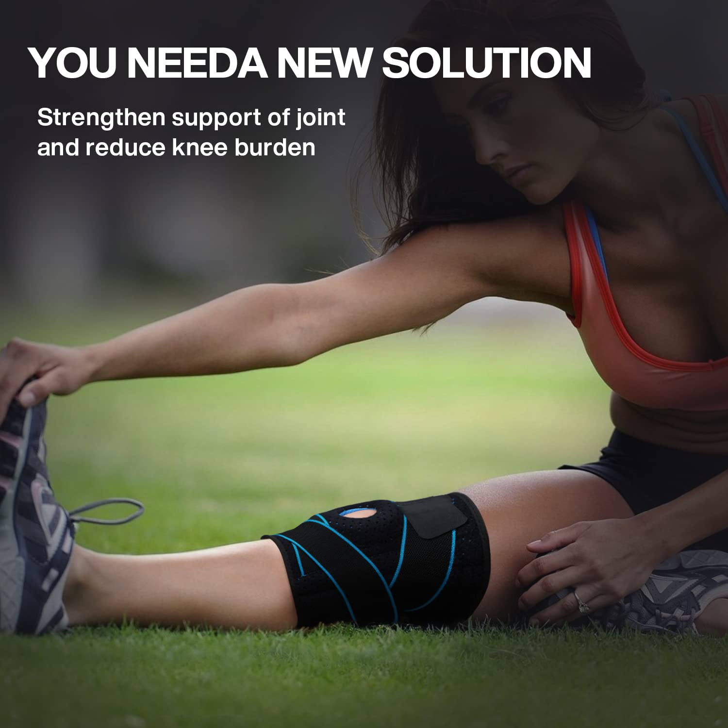 Spardar Sports Knee Pads with Stabilizers and Patella Gel Pads, Adjustable Compression Knee Sleeves for Knee Pain, Injury Recovery, Men and Women