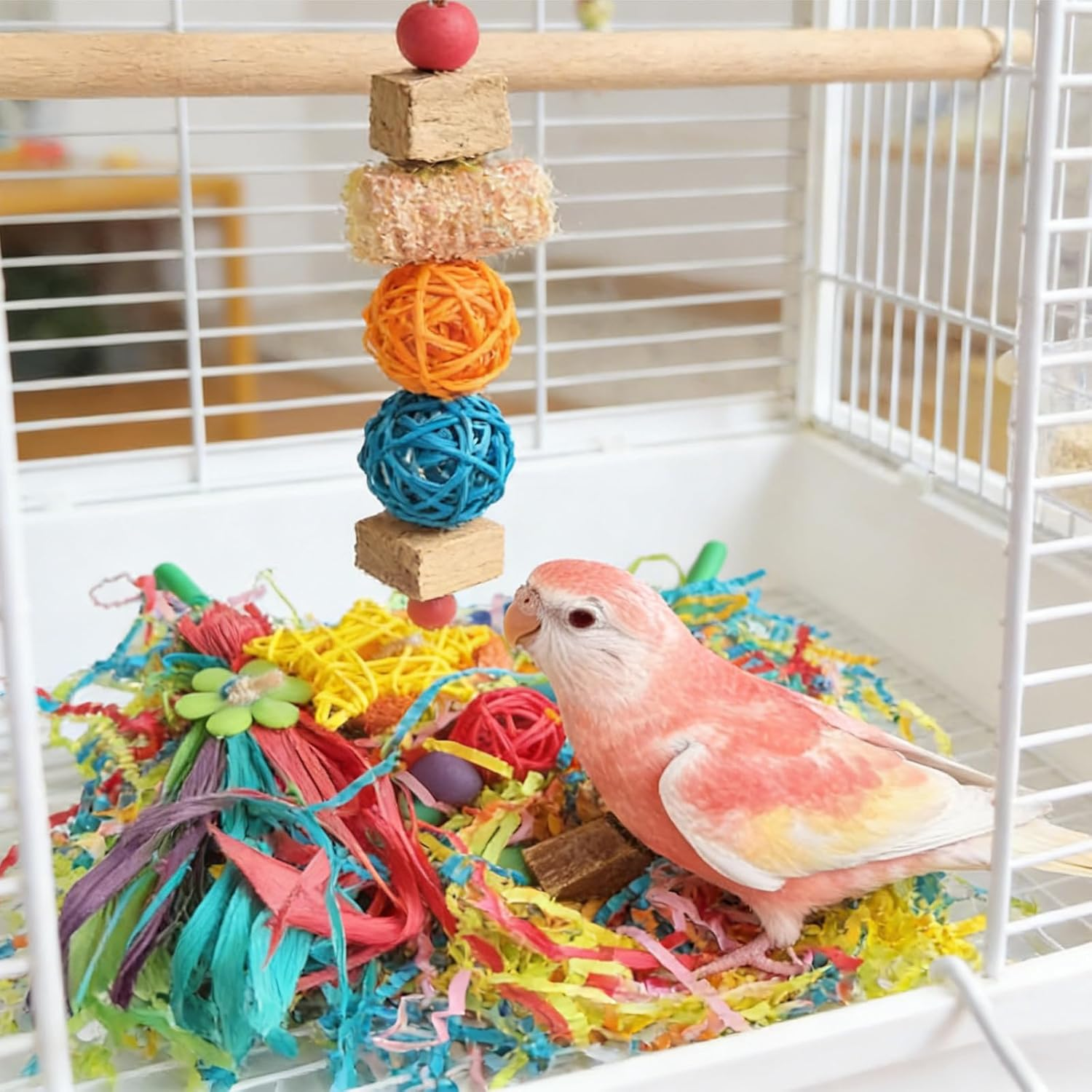 Celblisora Bird Toys for Parakeets,Conure Toys, Bird Grass Mat,Bird Swings Parrot Climbing Hammock,Cockatiel,Sun Conure, Lovebird, Budgie,Small Birds image number 1