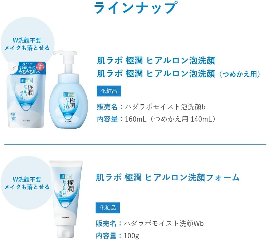 Hada Labo Gokujun Hyaluron Foaming Face Wash, 1 Main Unit + 2 Refills image number 1