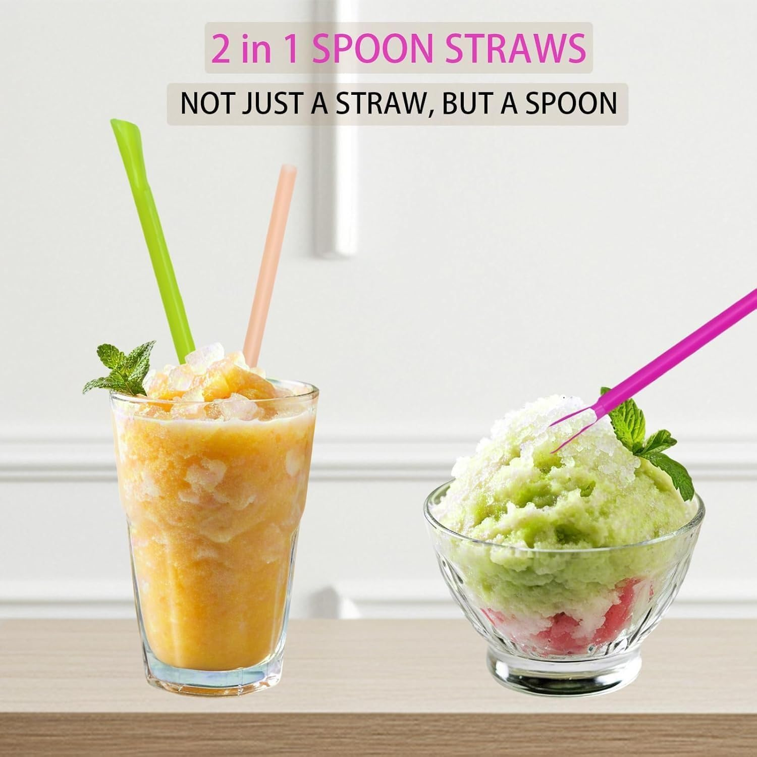 Spoon Straws，Fluorescent Color ，200PCS image number 1