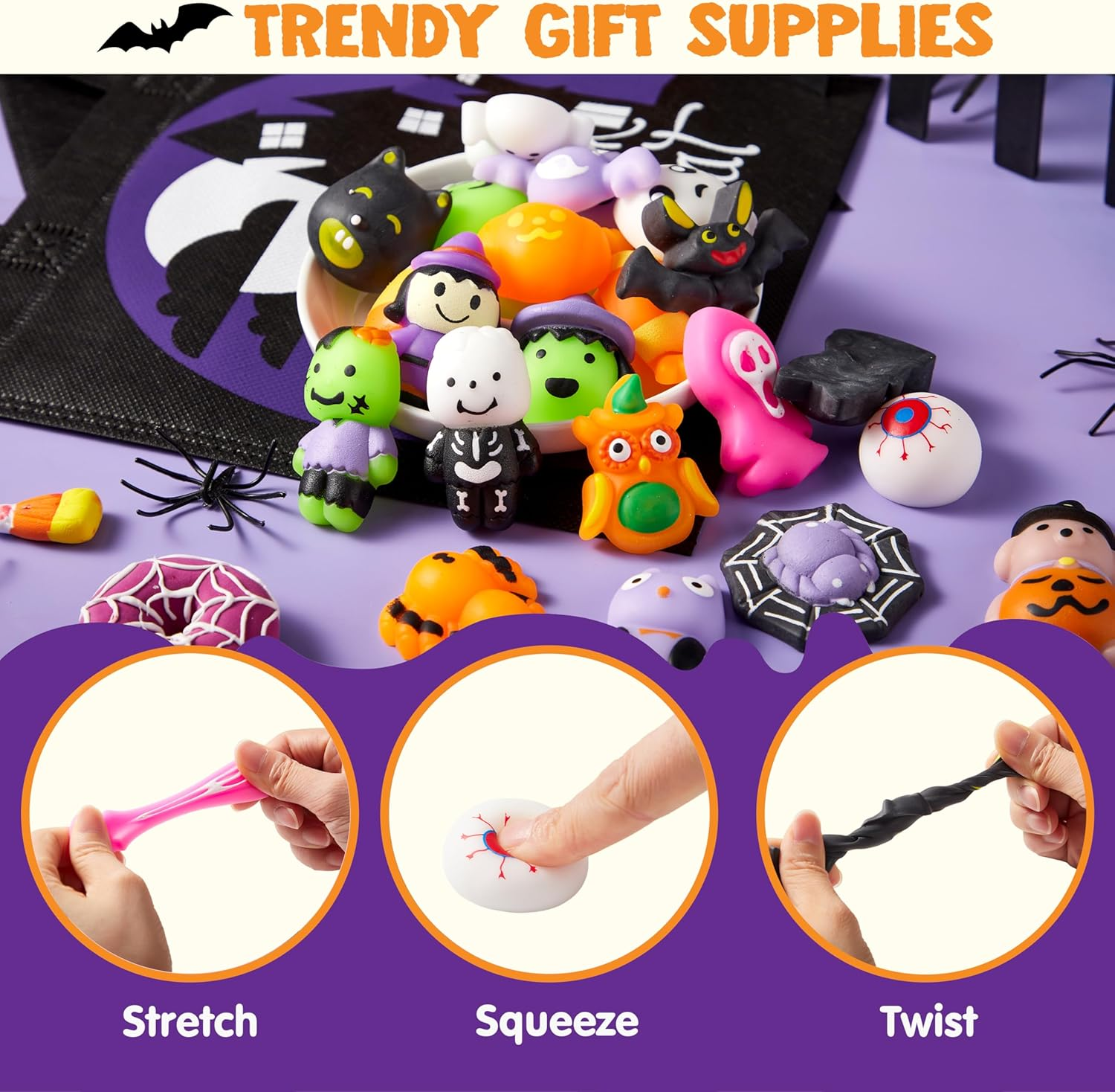 JOYIN 24 Pcs Halloween Mochi Squishy Toys, Halloween Classies Character Squishy Toys for Party Favors, Boys & Girls Birthday Gifts, Classroom Prize, Goodie Bag image number 5