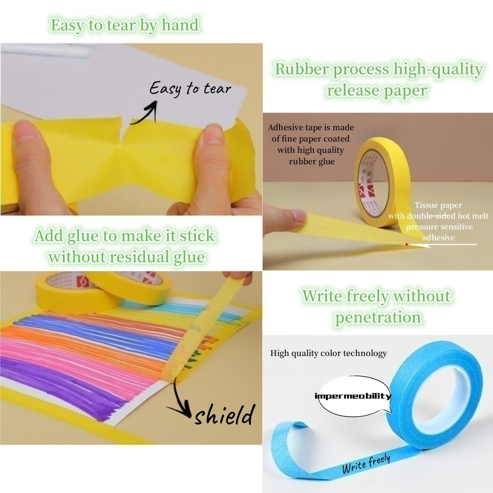 6 Rolls Rainbow Colors Painting Tape, DIY Craft,Party Decorations, Painters Tape, Craft Tape, Labeling Tape image number 3