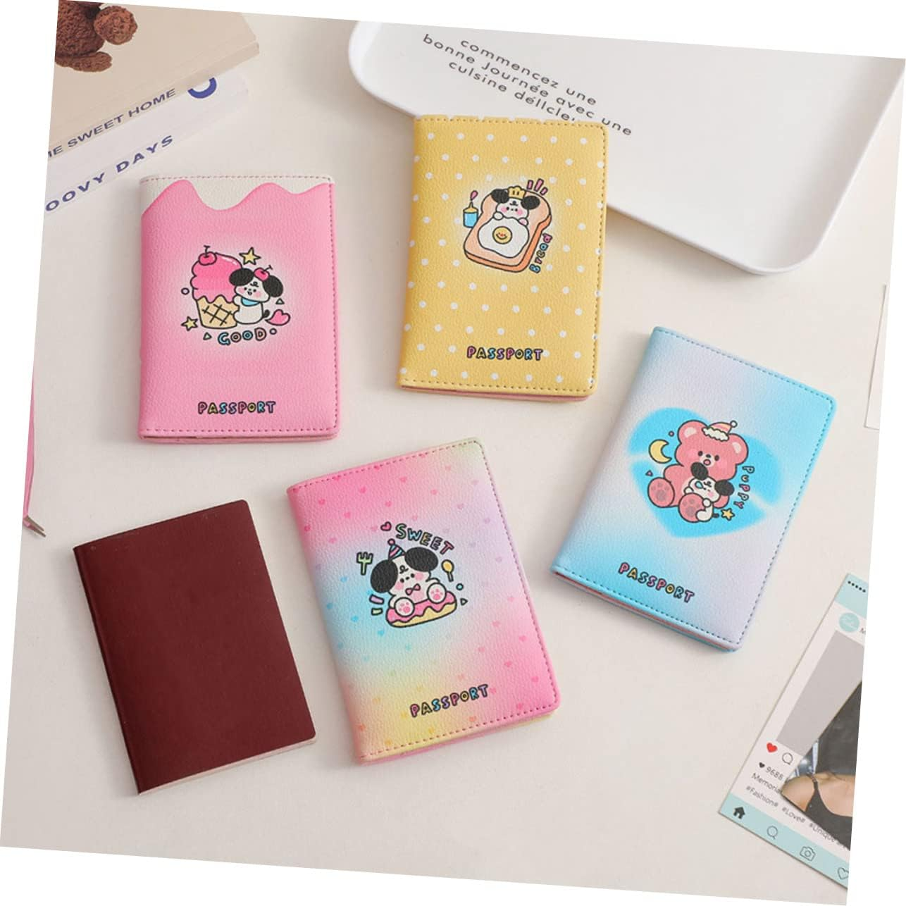 LIFKOME 4Pcs Cartoon Pu Passport Cover Easy to Use and Convenient Dry Clean Secure image number 3
