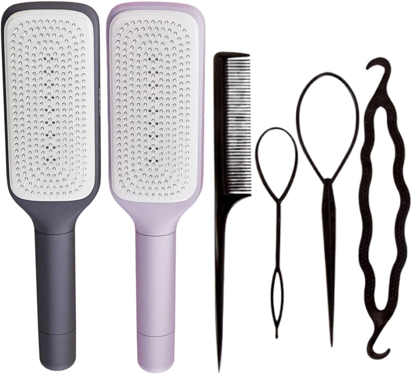 2 Pieces Rotating Straight Hair Comb and 4 Black Hair, Air Cushion Comb, Self-Interesting Hair Brush, Hairstyle Tool image number 2