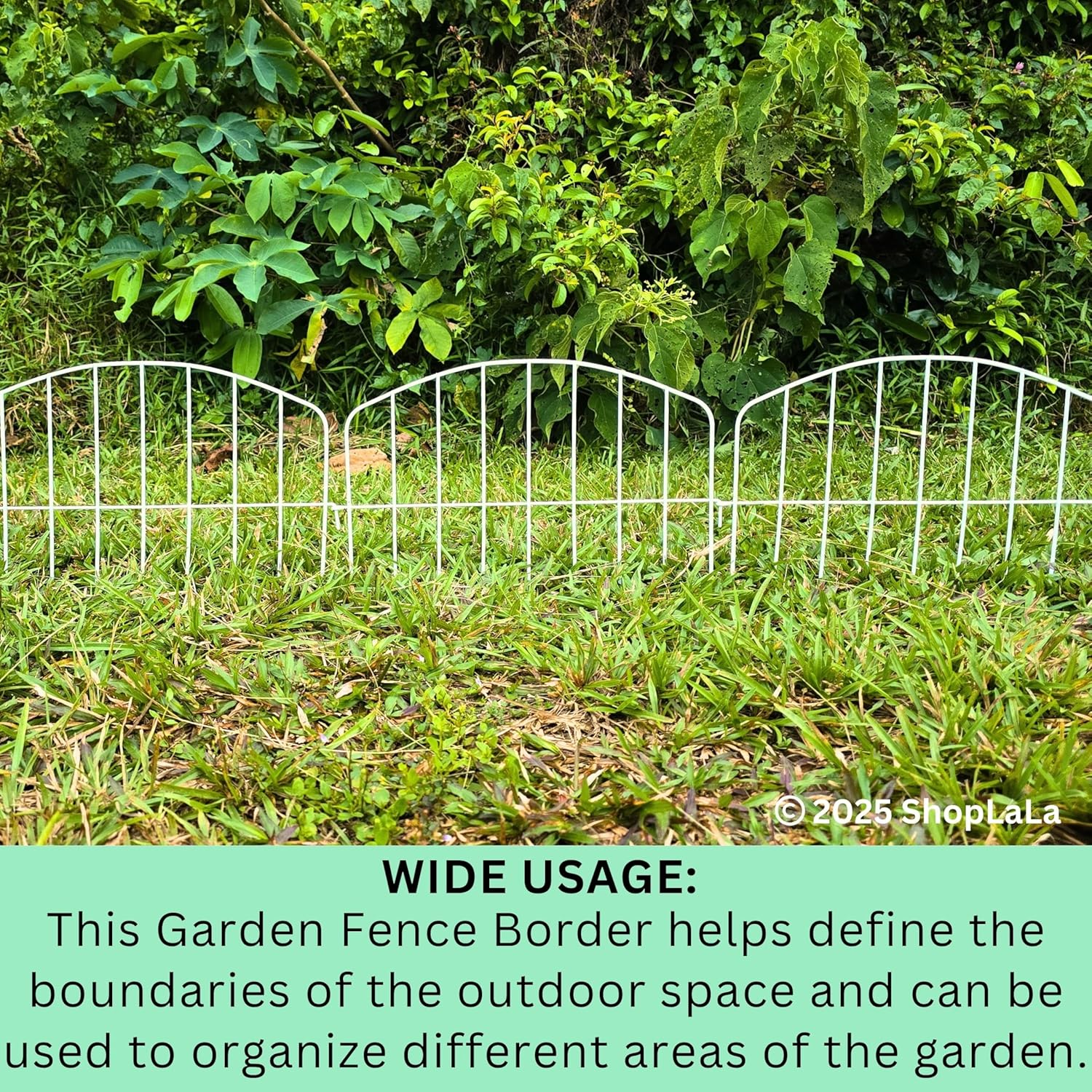 Shoplala Garden Fence Border (10 Panels) 12In(L) X 16.5In(H) Decorative Metal Wire Animal Barrier Fencing, Rustproof Flower Edging for Landscape Patio Outdoor Decor, Dog Gates and Border White M-L16.5 image number 3