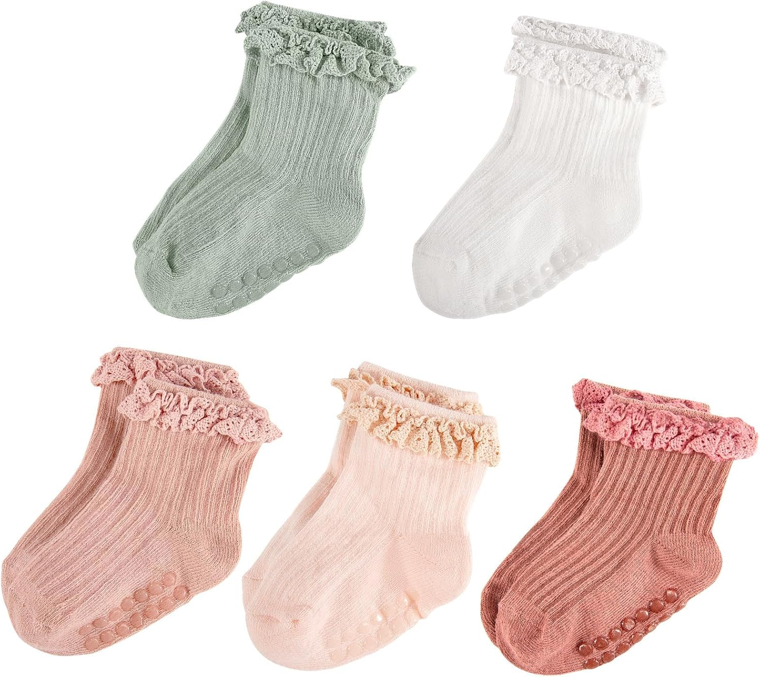 JDFHFGB Toddler Girls Ruffle Socks anti Slip Grippy Socks,Cute Skid Frilly Sock with Grips for Infant Baby Girl image number 6