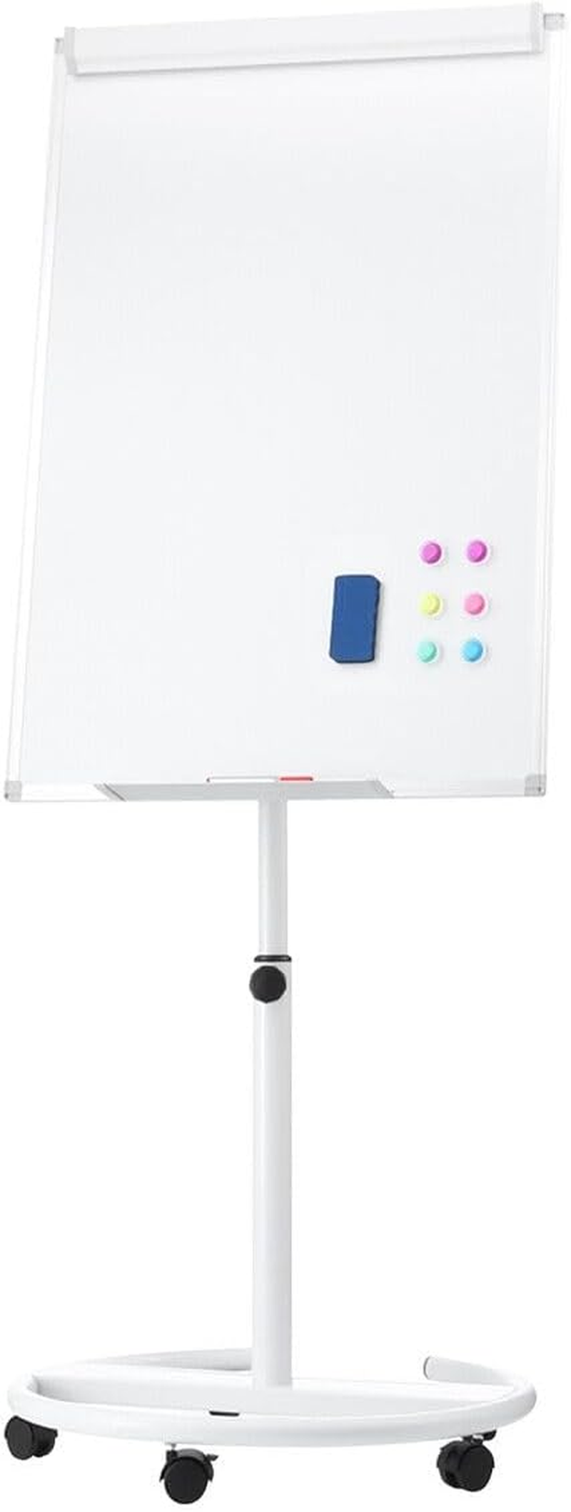 Double Sided Magnetic Whiteboard Interactive Mobile White Board Dry Erase Stand Casters Adjustable Height 90Cmx60Cm