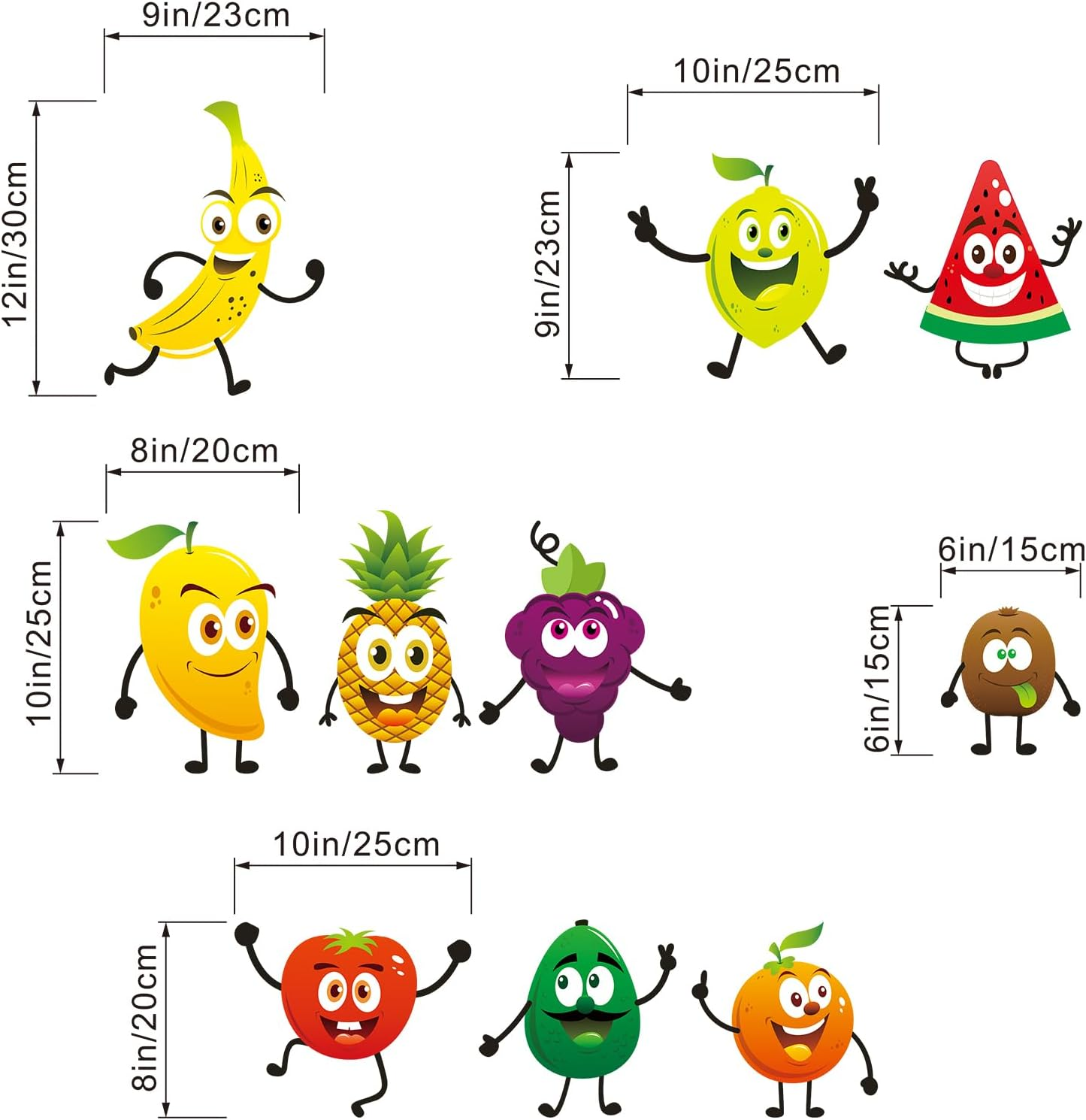 Kitchen Fruit Wall Stickers - Cartoon Wall Decals - Kitchen Cupboard Fridge Dining Room Cabinet Restaurant Home Wall Decor image number 1