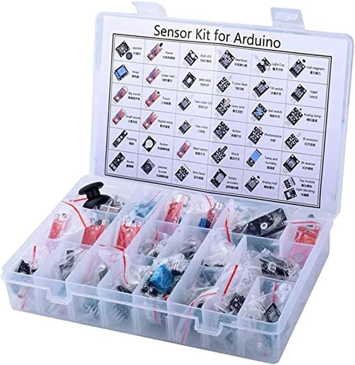 DIGISHUO 37 Pcs Sensors Assortment Kit W/Storage Case |37 Sensors Learning Kit Starter Kit for Arduino for Raspberry Pi Sensor Kit| Robot Projects Starter Kits