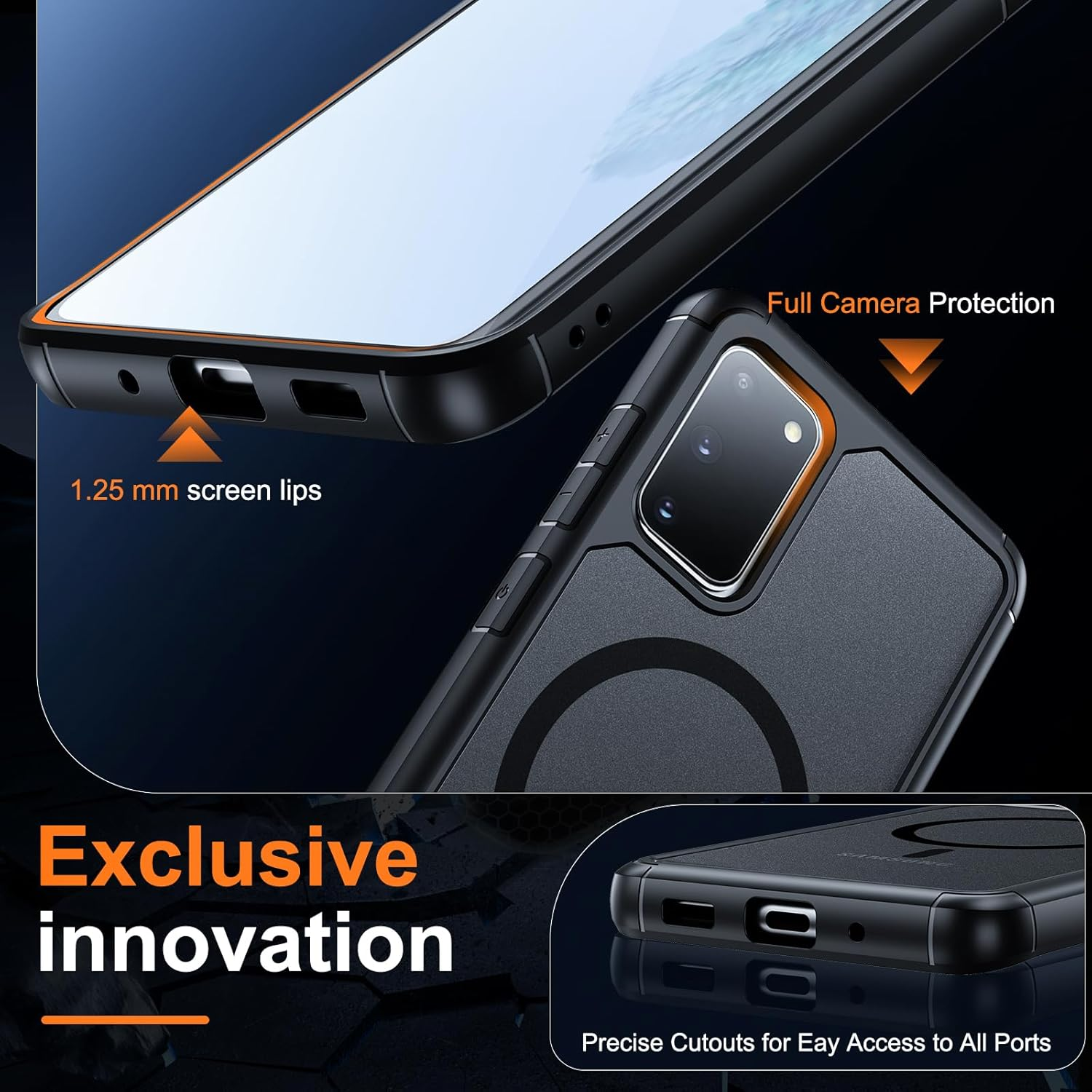 Guizzcg Samsung Galaxy S20 Case, Mag-Safe Compatible, Translucent Matte Shockproof Case, Screen & Lens Protection, Anti-Slip, Anti-Fingerprint, Full Protection, Matte Black image number 5