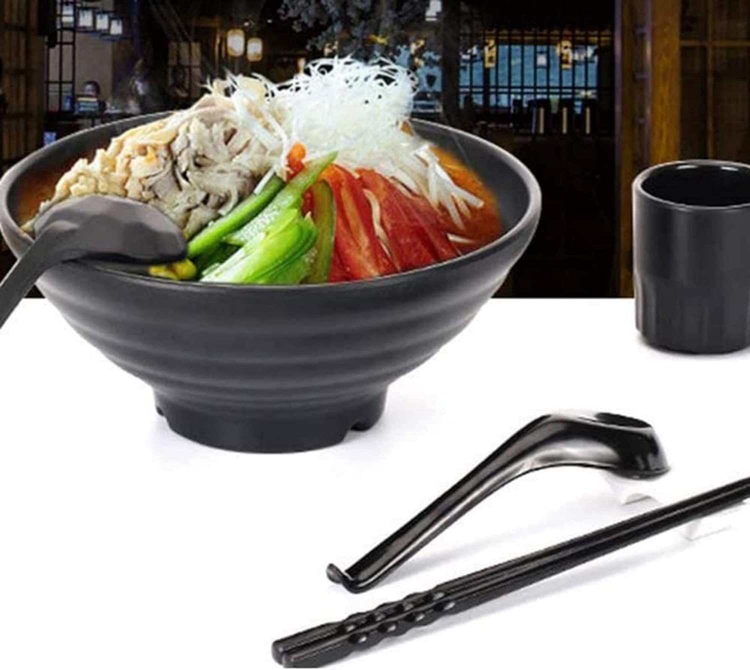 MIZOXY 10-Piece Set of Black Soup Spoons - Versatile Japanese, Chinese, and Asian Style Spoons for Soups, Rice, Wontons, Ramen, Pho - Ideal for Restaurants, Home, Hotels, and Food Shops image number 5