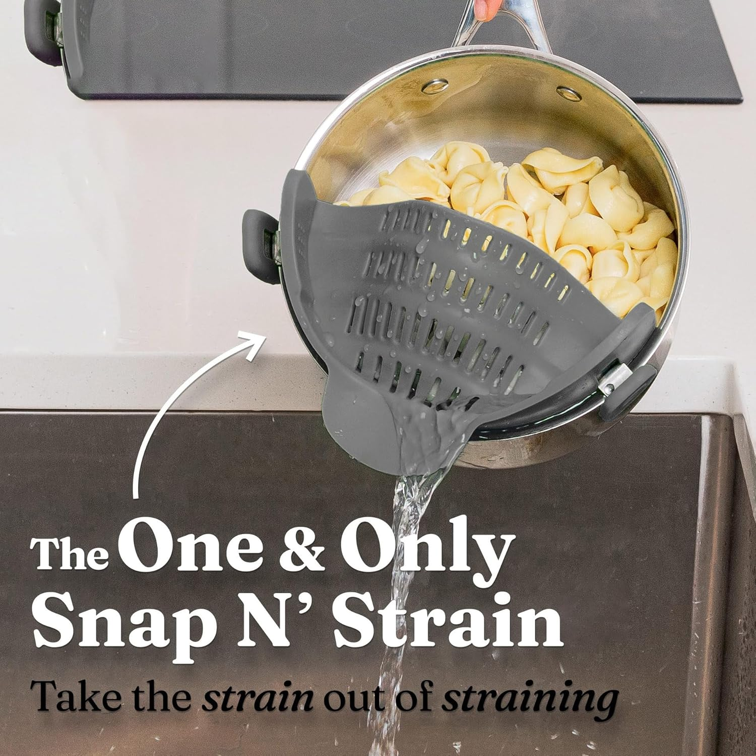 Silicone Pot Strainer, Emptycolor Adjustable Clip on Strainer for Pots Pans, Heat Resistant Pot Drainer, Kitchen Pasta Colander for Vegetables and Noodles