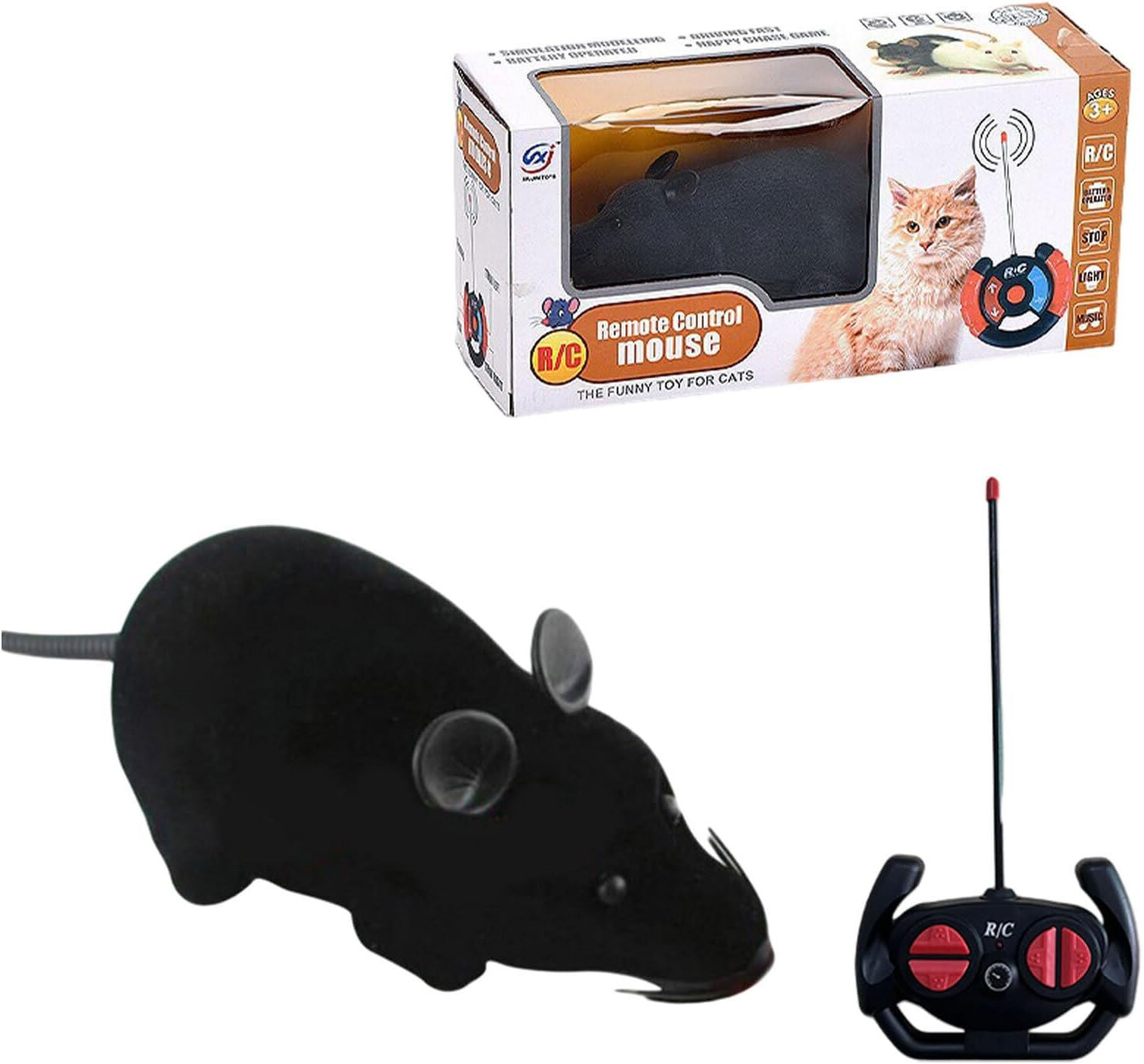 Robotic Mouse Cat Toy Interactive Pet Play for Cats Kittens Remote-Controlled Rats Plastic Electronic Cat Toy RC Cat Toy, Dark Grey