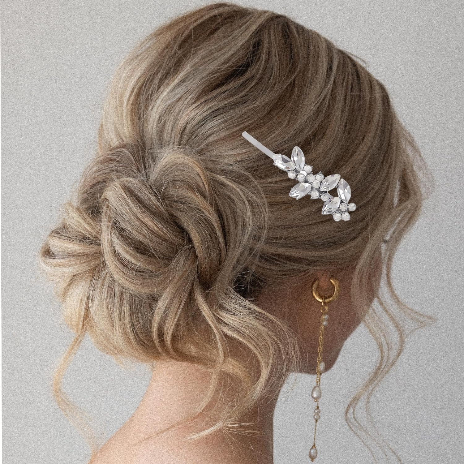 6 Pieces Diamond Studded One Word Clip Exquisite French Style Hair Pin Hair Styling Decoration Accessories Suitable for Wedding Dress Bridesmaid Styling image number 3