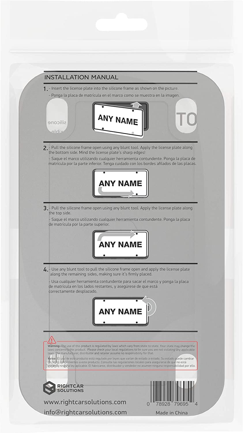 Rightcar Solutions Motorcycle the Original Premium Grade Silicone Bike Plate Frame | Rust Proof, Rattle Proof, Weather Proof License Plate Holder (Black) - Green image number 3
