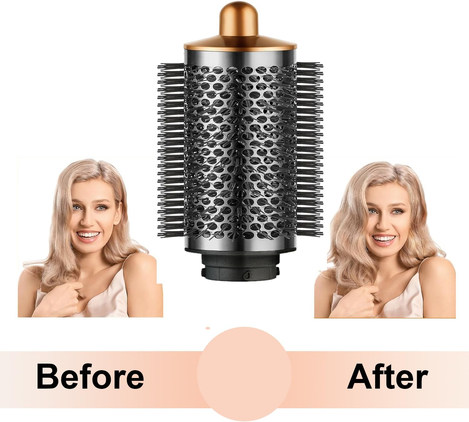 Volumizing Hair Brush, Large Round, Gold/Gray, All Hair Types, Unisex, Adults, Hair Stylists, Hair Care Enthusiasts image number 4