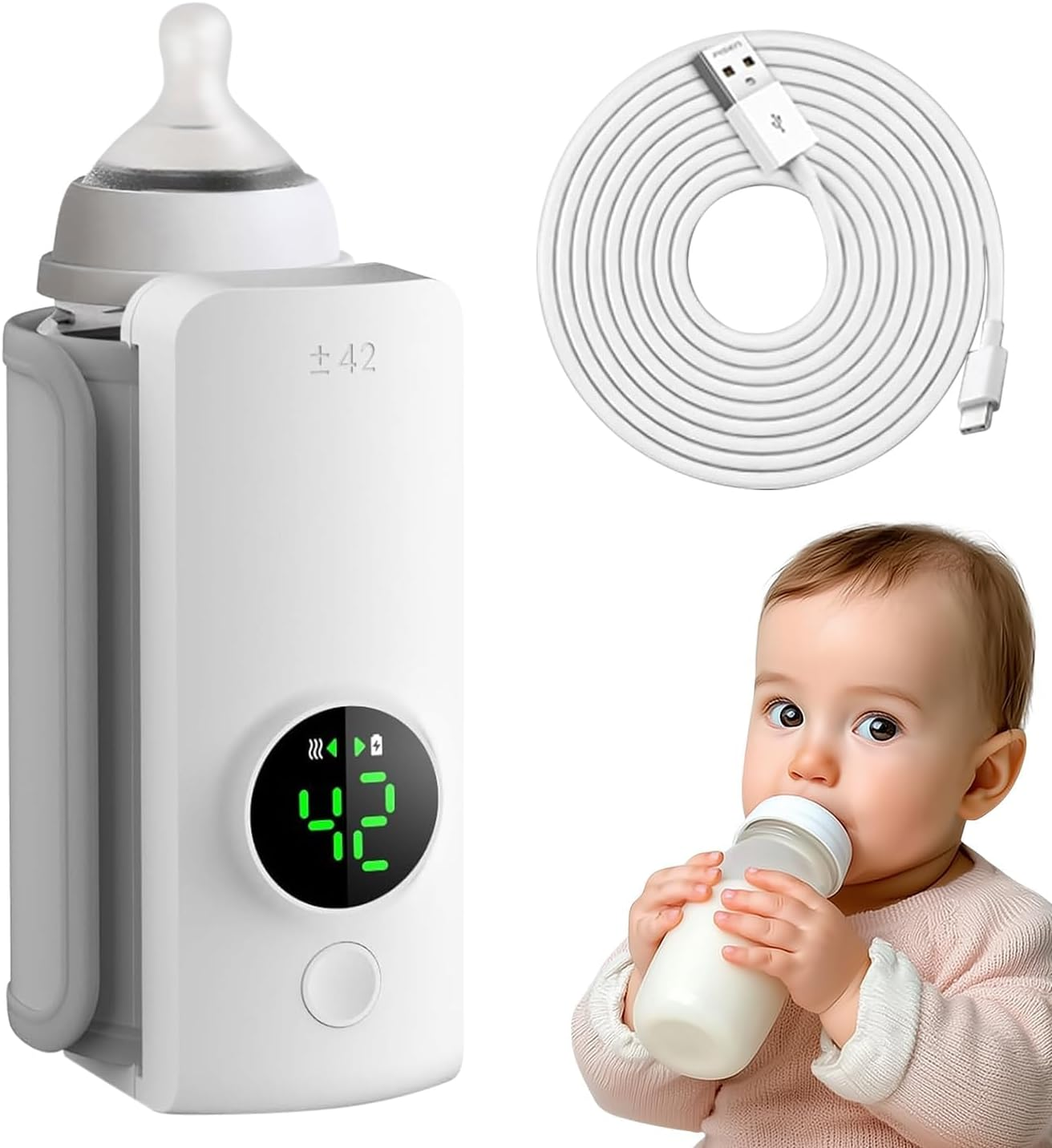 Portable Bottle Warmer for Travel, Fast Warming Comfortable Baby Feeding on the Go, Waterless Milk Warming with Battery-Powered for Home Outdoor image number 5