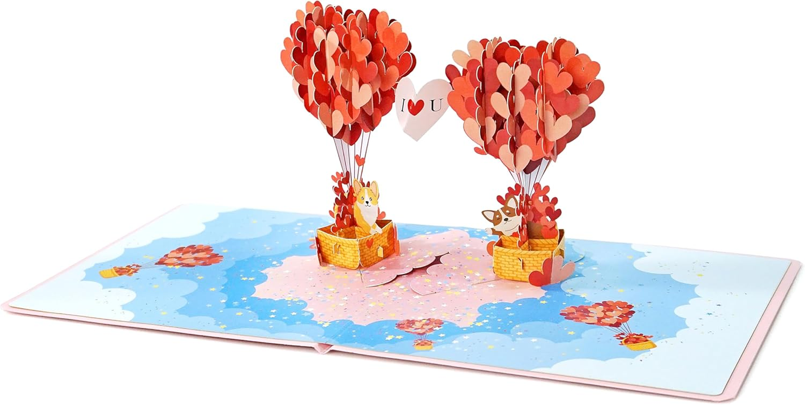CUTPOPUP Corgi Couple Valentines Day Card Pop Up, Anniversary Card, 3D Popup Greeting Love Card (Corgi Couple Airballoon) LO167AU1515 image number 5