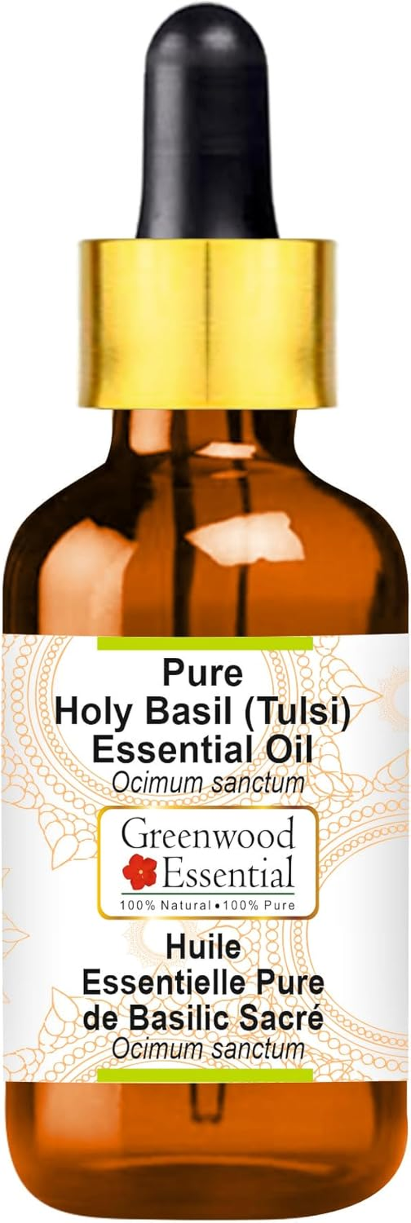 Greenwood Essential Pure Holy Basil (Tulsi) Essential Oil (Ocimum Sanctum) with Glass Dropper Steam Distilled for Personal Care 10Ml (0.33Oz) image number 4