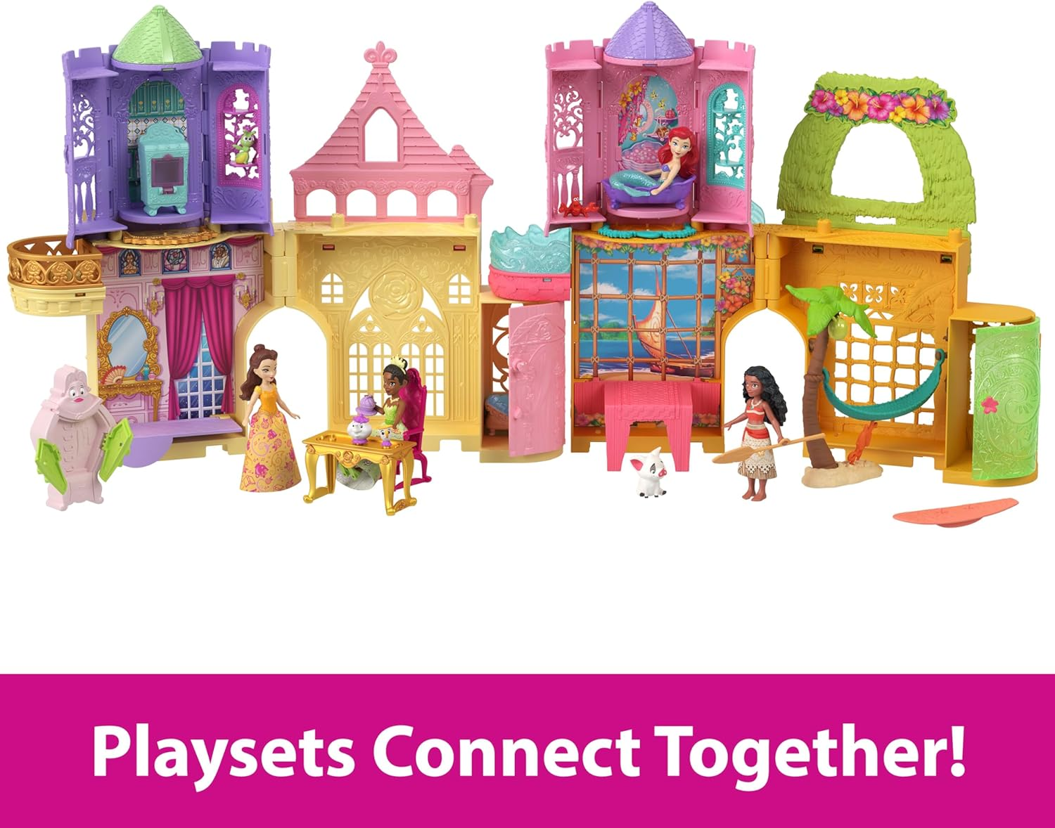 Mattel Disney Princess Toys, Moana Storytime Stackers Doll House with Moana Small Doll, 1 Animal Friend & 9 Accessories, Inspired by Disney Movie image number 2