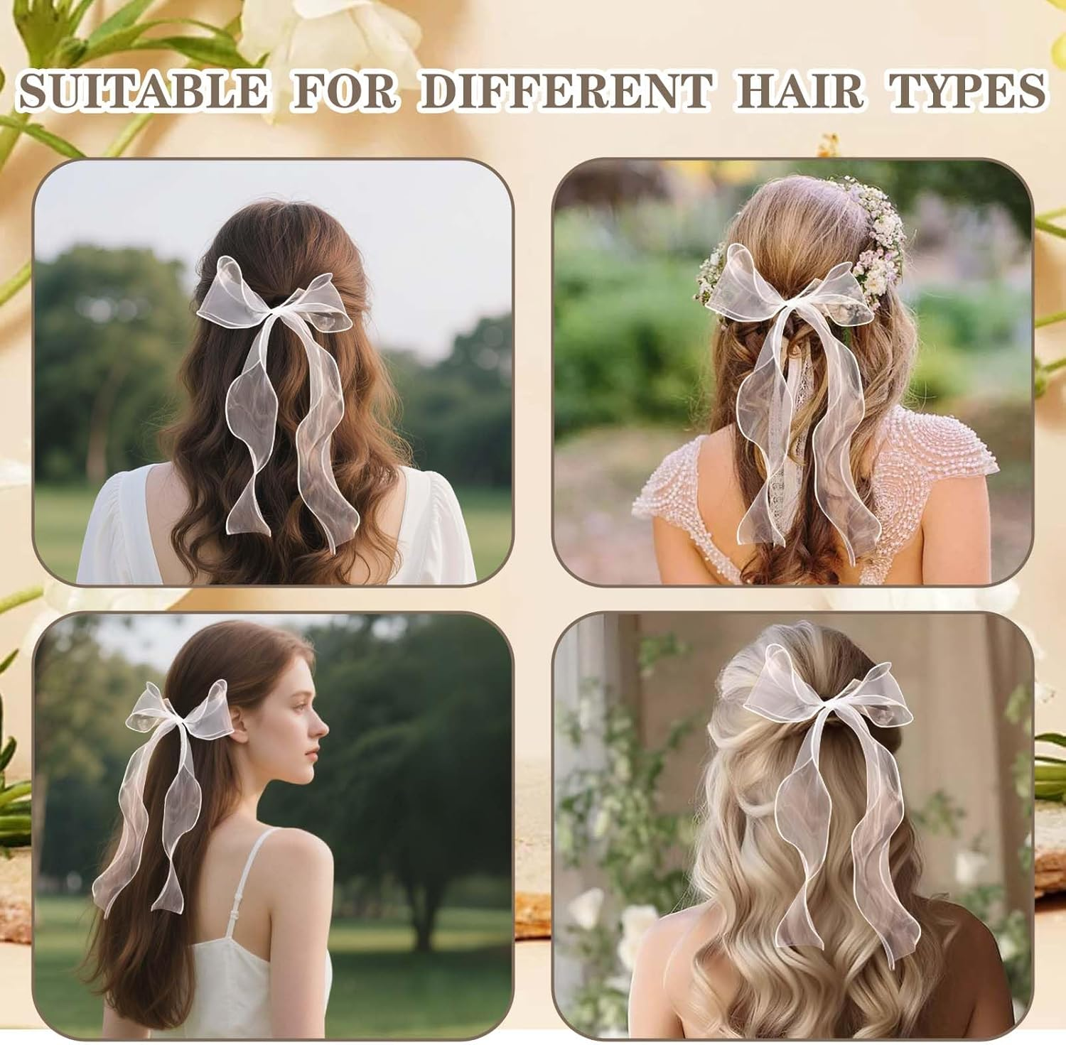 Xanthelle Veil Bride, White Tulle Hair Bow with Bow Clip, Bridal Veil for Hen Party, Wedding Veil Short for Women and Girls image number 4